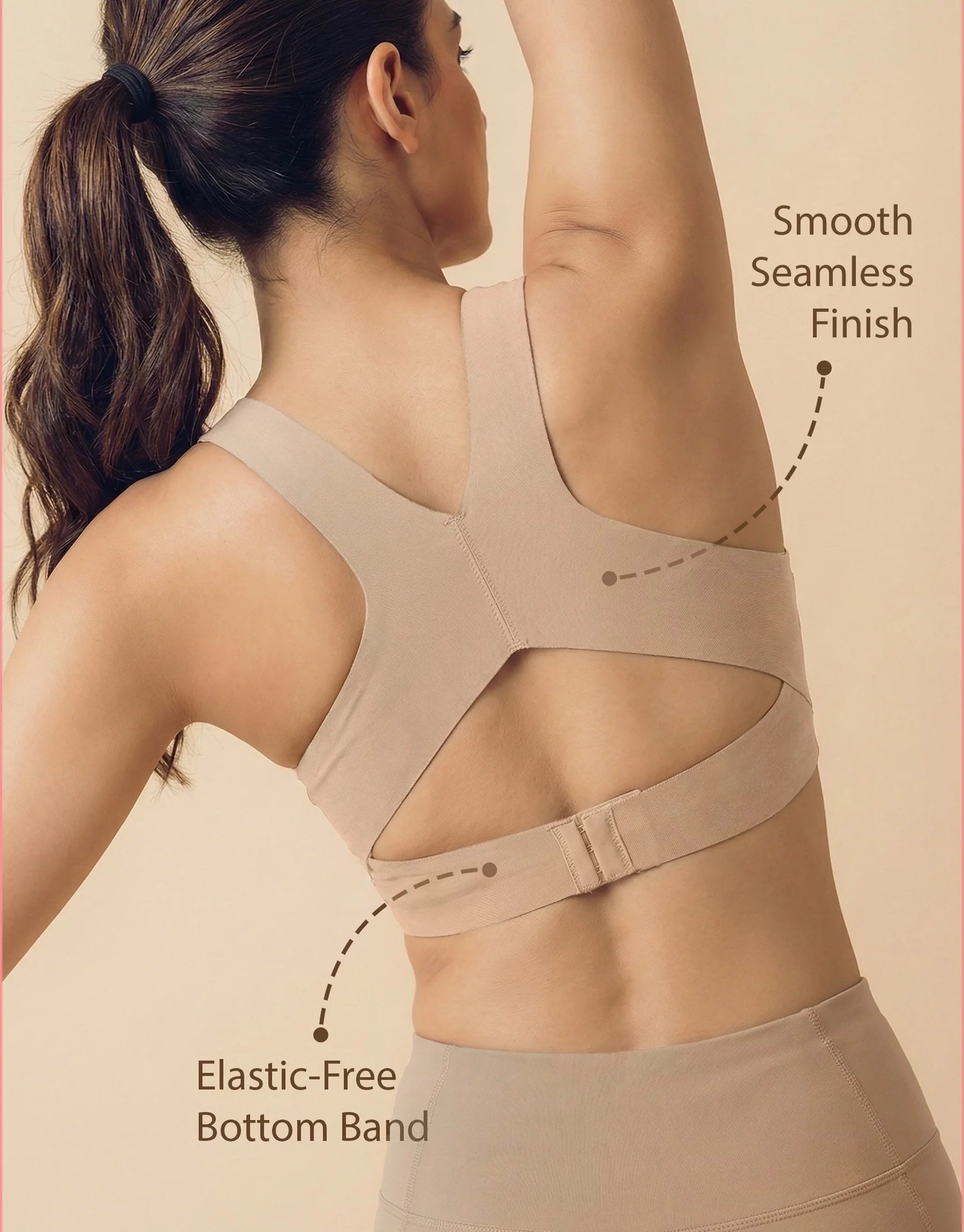 Intimist Bonded Gym Bra with Crisscross Back | Padded | Breathable Cotton (997)(Skin)