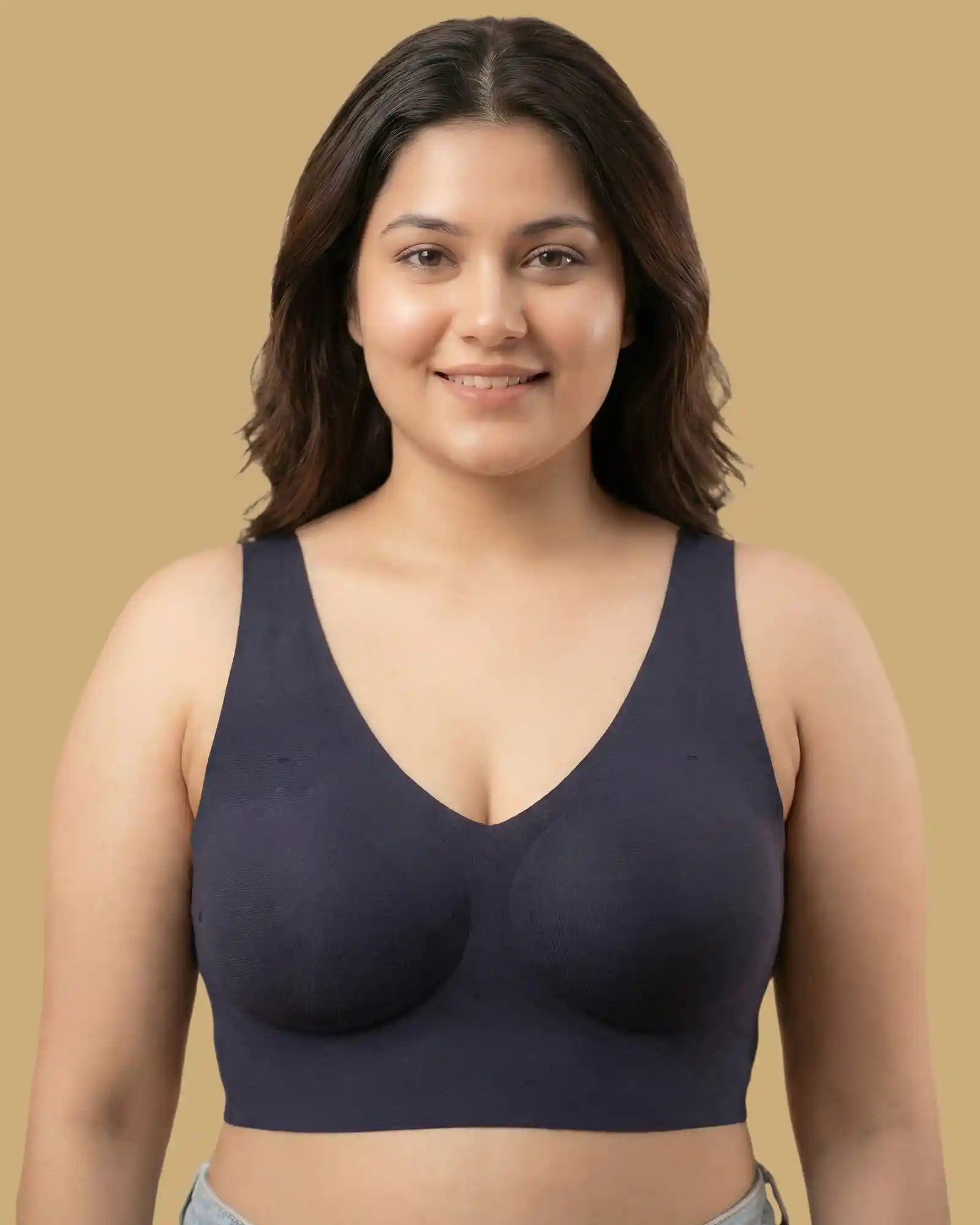 Intimist Cotton Padded Full Coverage Bonded Bra (938-Navy)