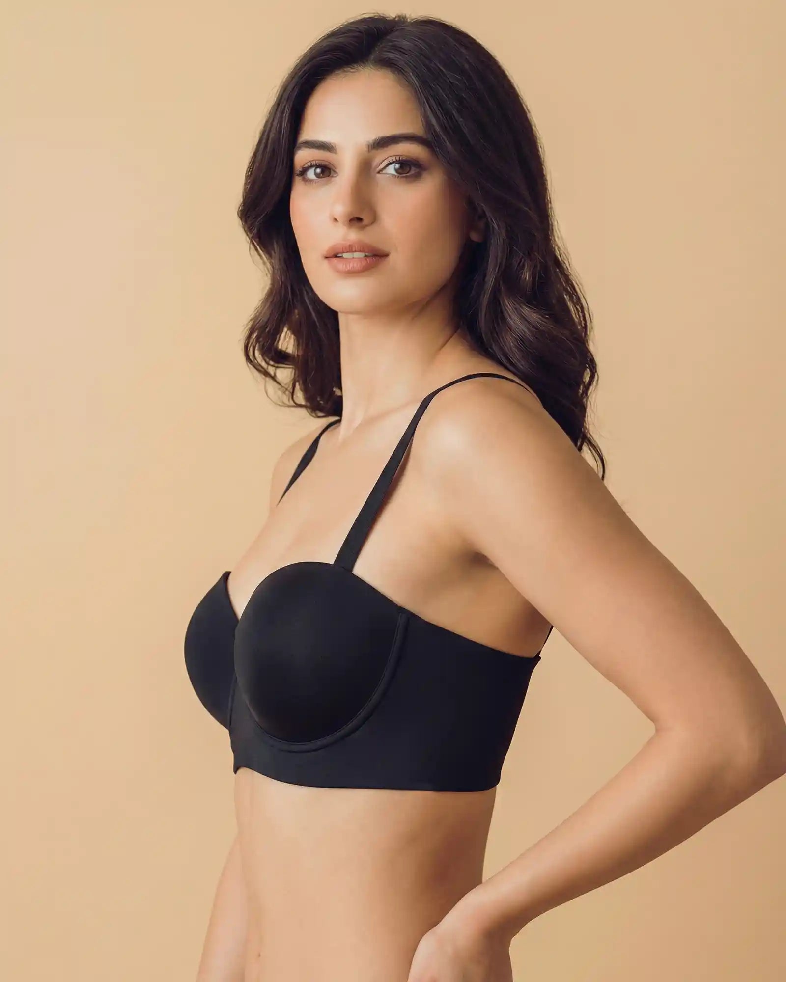 Intimist Cotton Padded Demi-Cup Bonded Bra (91012)(Black)