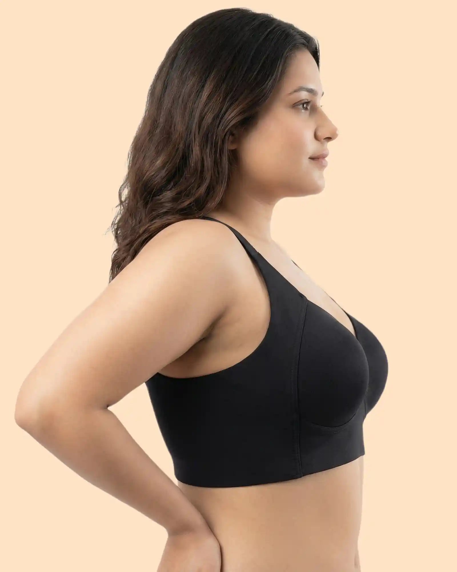 Intimist Cotton Padded Plus-Size M-Frame Minimiser Bonded Bra (9203)(Black)
