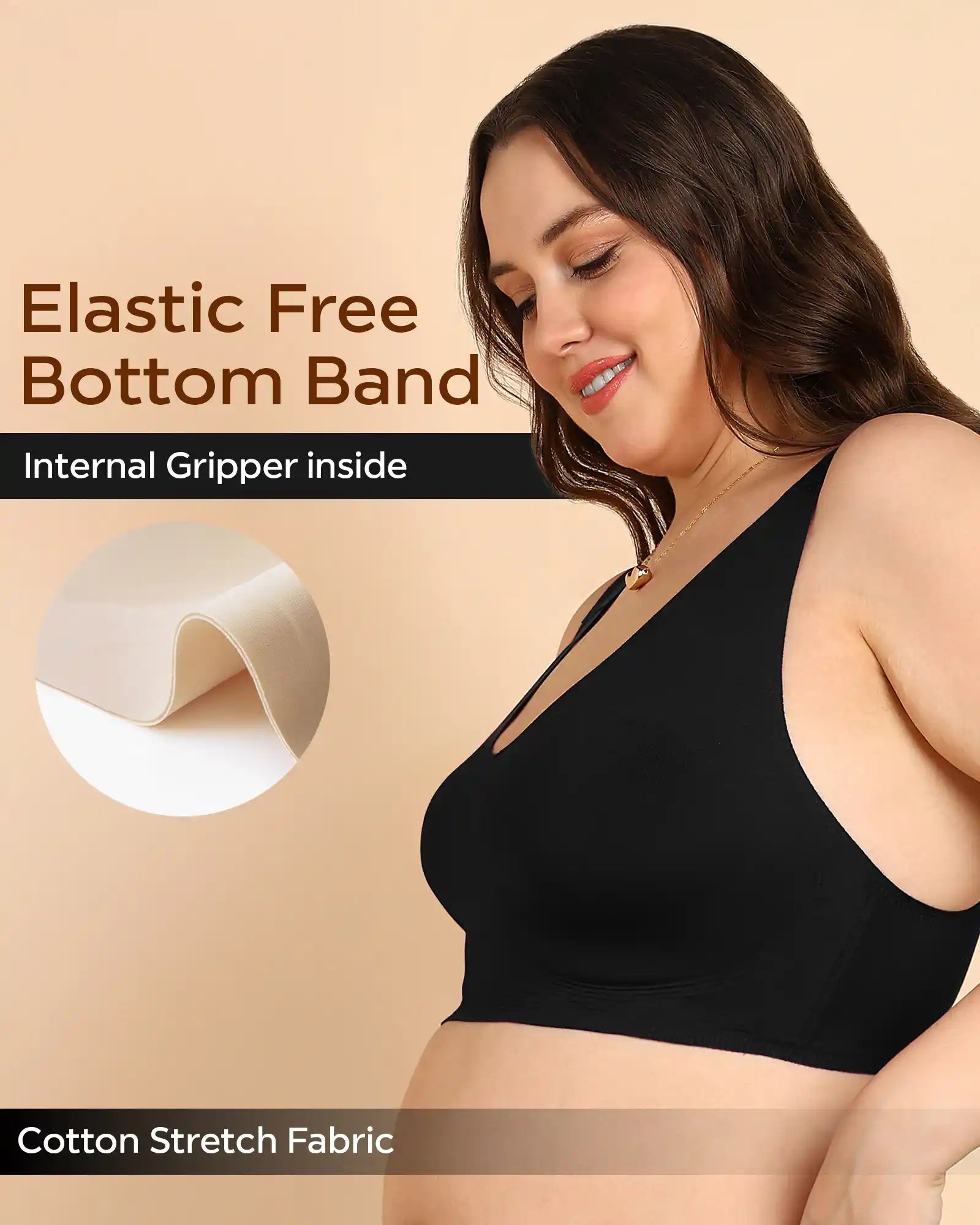 Intimist Bonded Breathable Cotton Plus-Size Padded Full-Coverage Bra (918-Black)