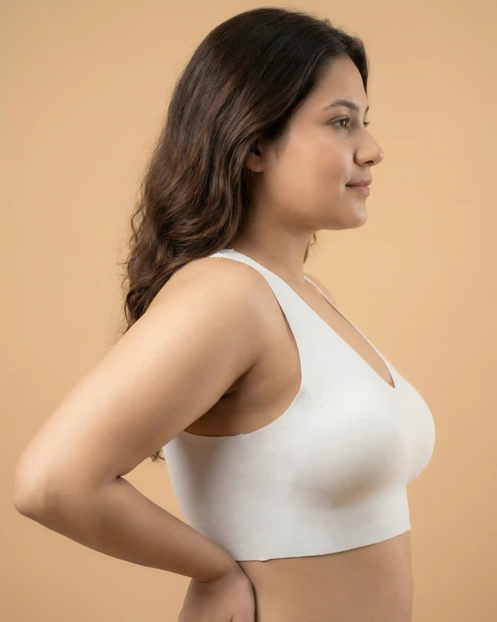 Intimist Cotton Non-Padded Plus-Size Bonded Bra with Hidden Concealer (915-White)