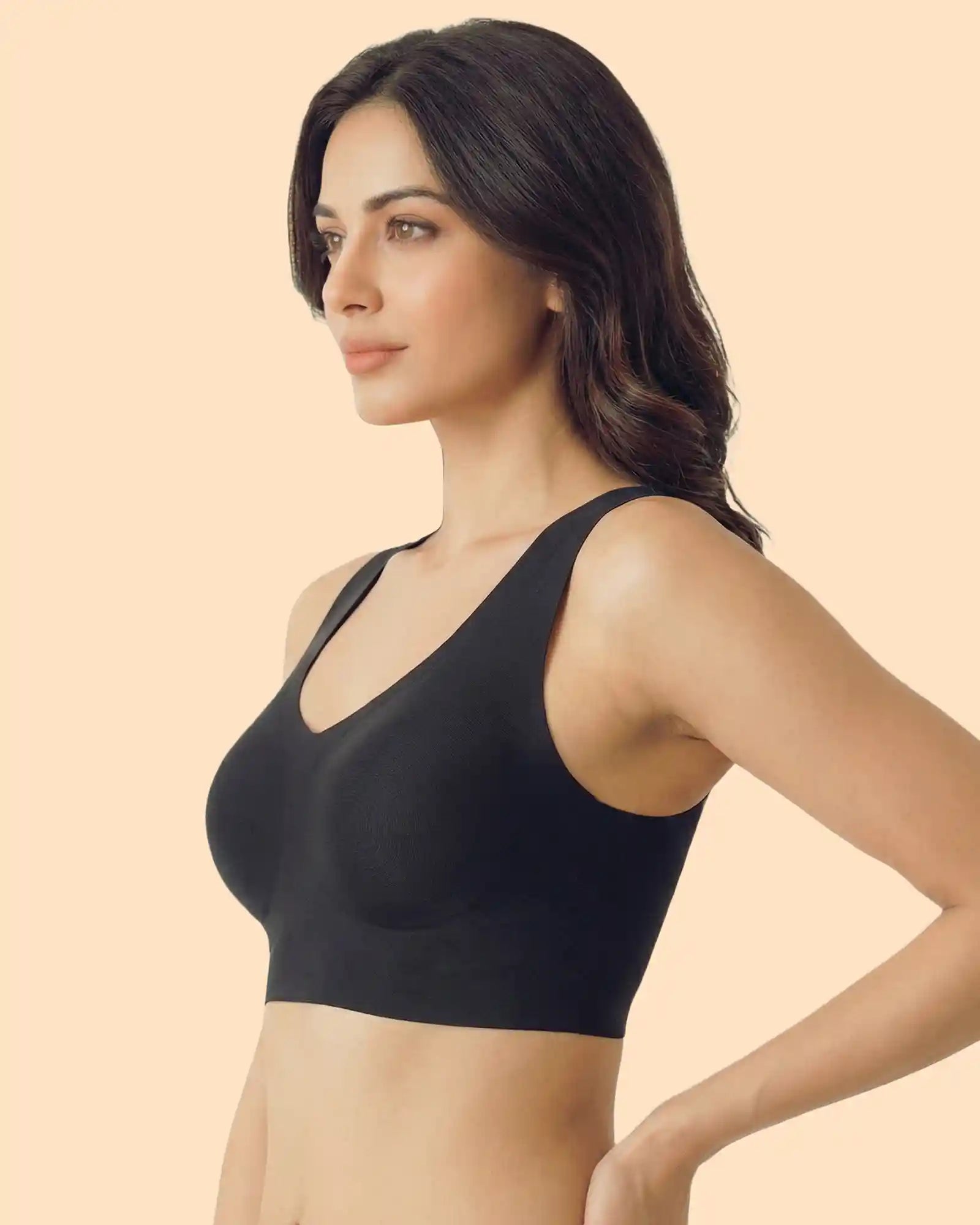 Intimist Polyamide Padded Slip on Bra (985) (Black)