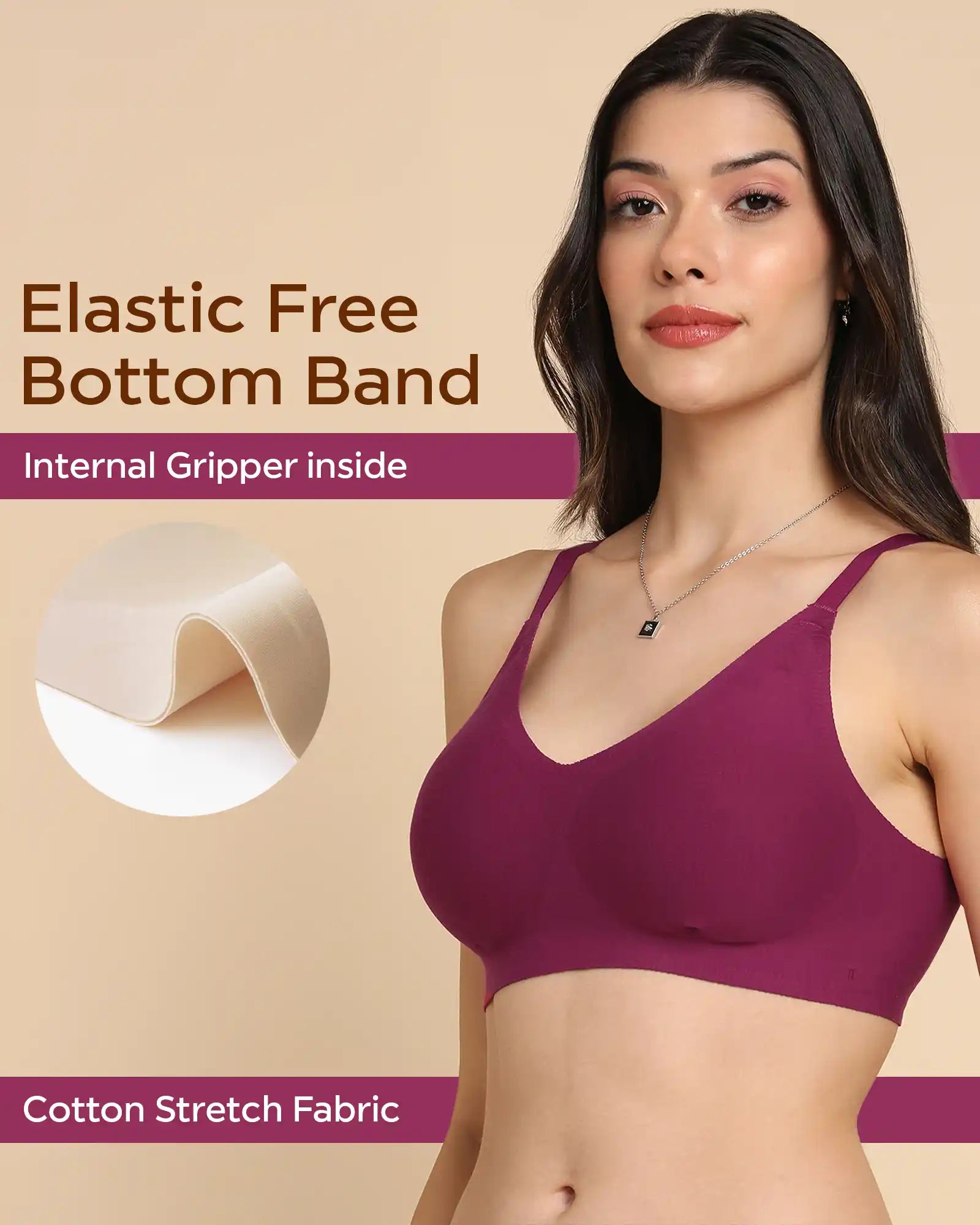 Intimist Bonded Breathable Cotton Padded Full-Coverage Bra (938-Wine)
