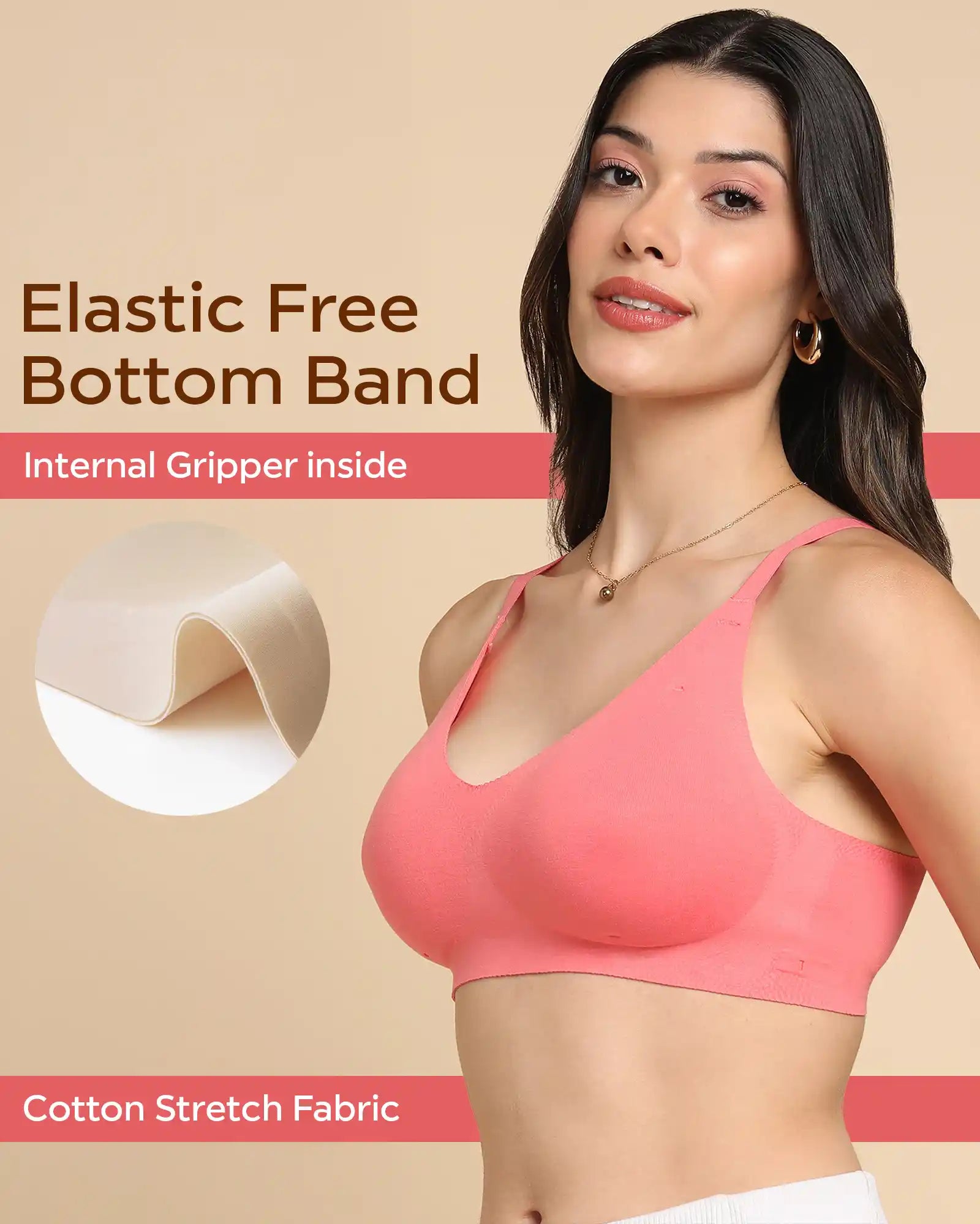 Intimist Bonded Breathable Cotton Padded Full-Coverage Bra (938-Coral)