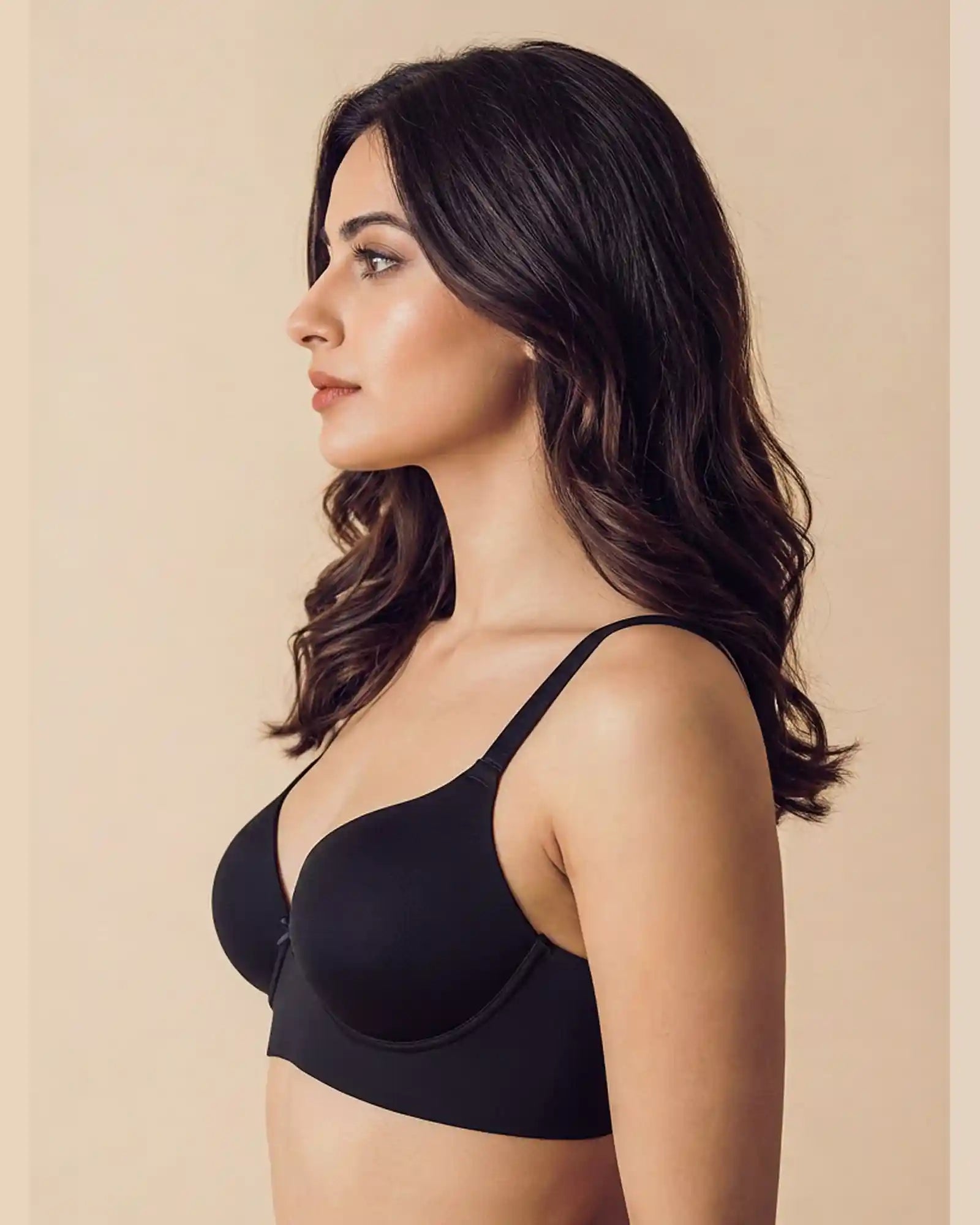Intimist Cotton Non-wired Maximiser Push-Up Bonded Bra (Level-2 Padding) with 3/4th Coverage (97015) (Black)