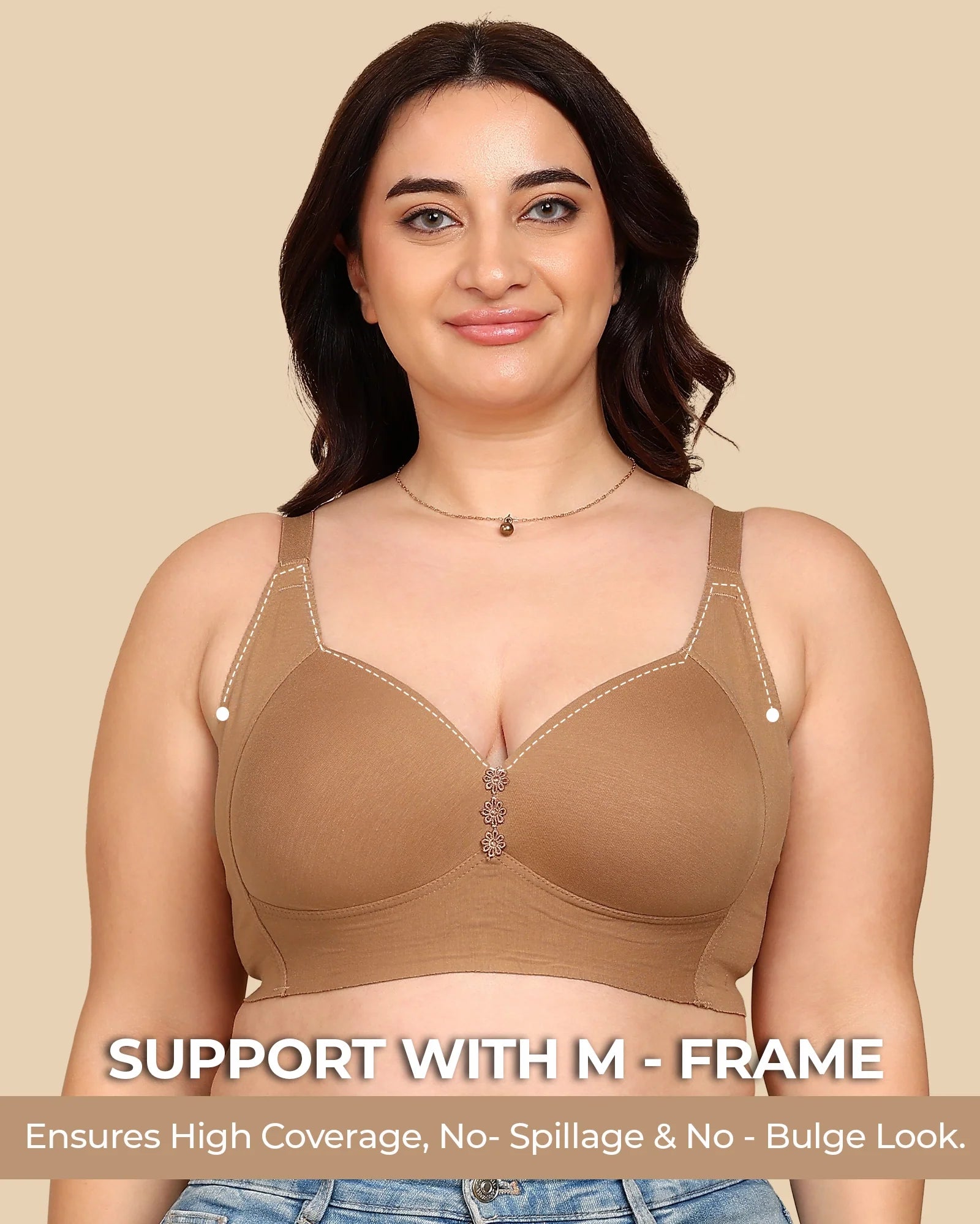 Intimist Bonded Breathable Cotton Plus-Size Padded M-Frame Minimiser (9203)