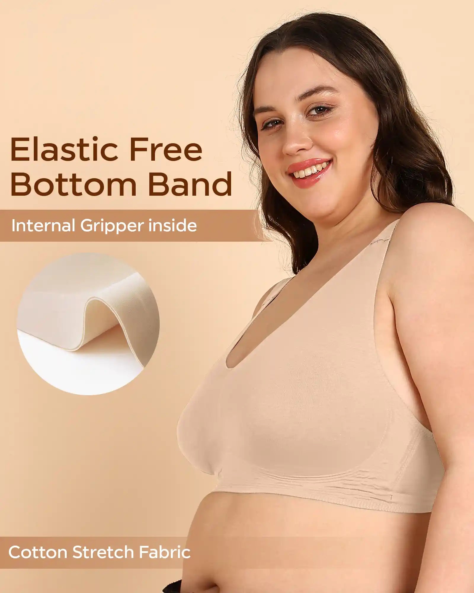 Intimist Bonded Breathable Cotton Plus-Size Full-Coverage Bra with Hidden Concealer (915-Skin)