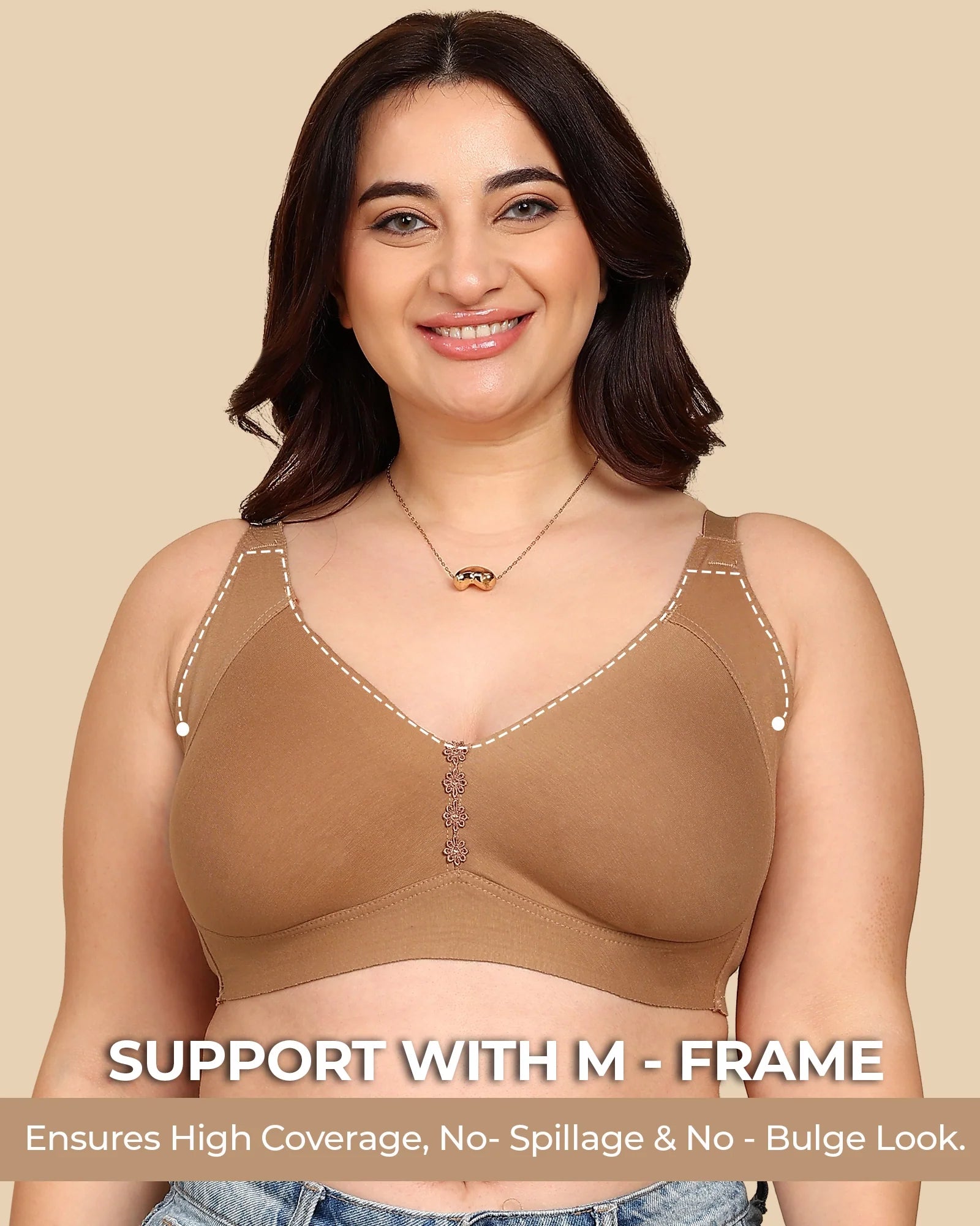 Intimist Bonded Breathable Cotton Plus-Size Non-Padded M-Frame Minimiser with Hidden Concealer (9303)
