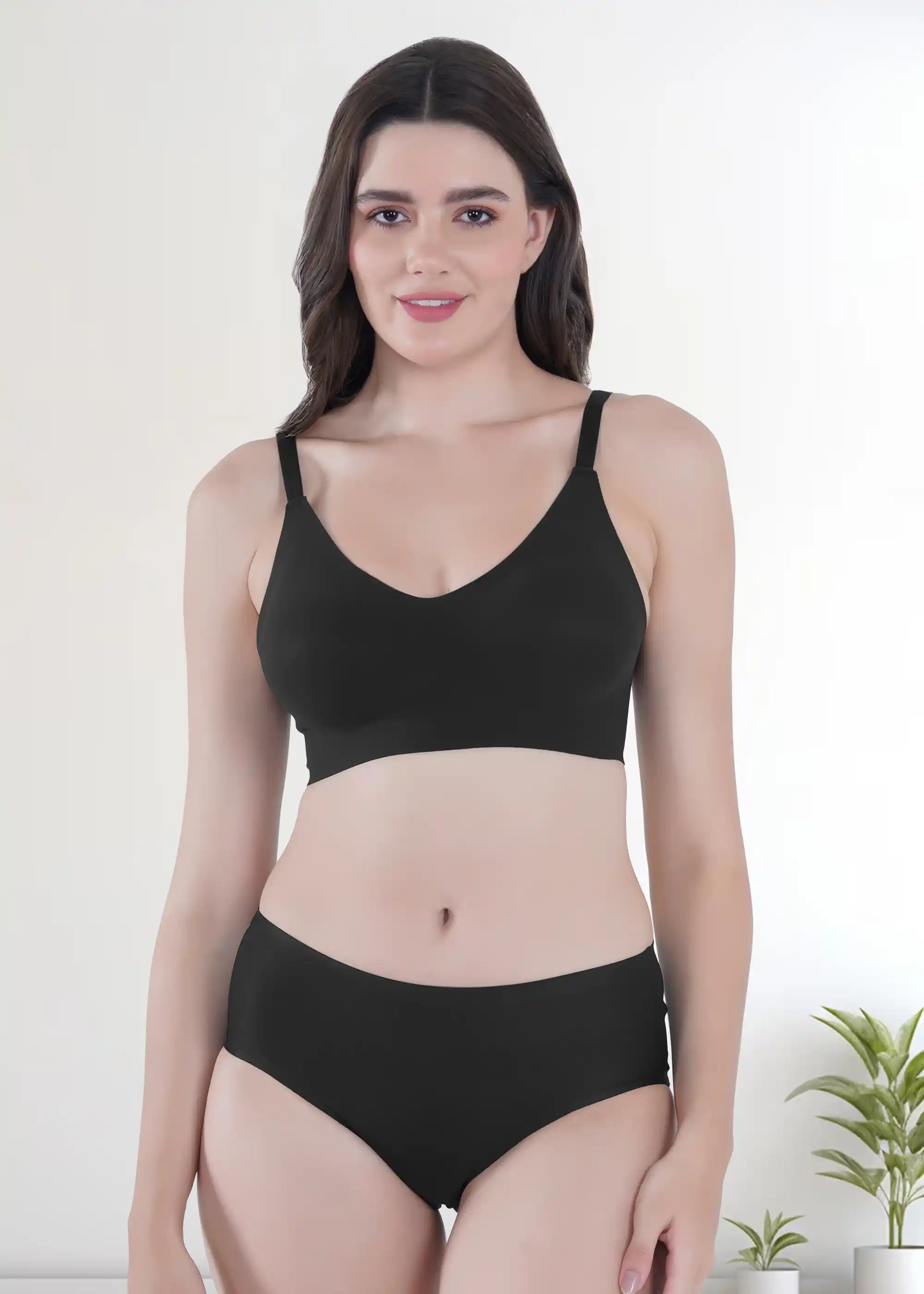 Intimist Bonded Polyamide Full-Coverage Padded Bra (968-Black)