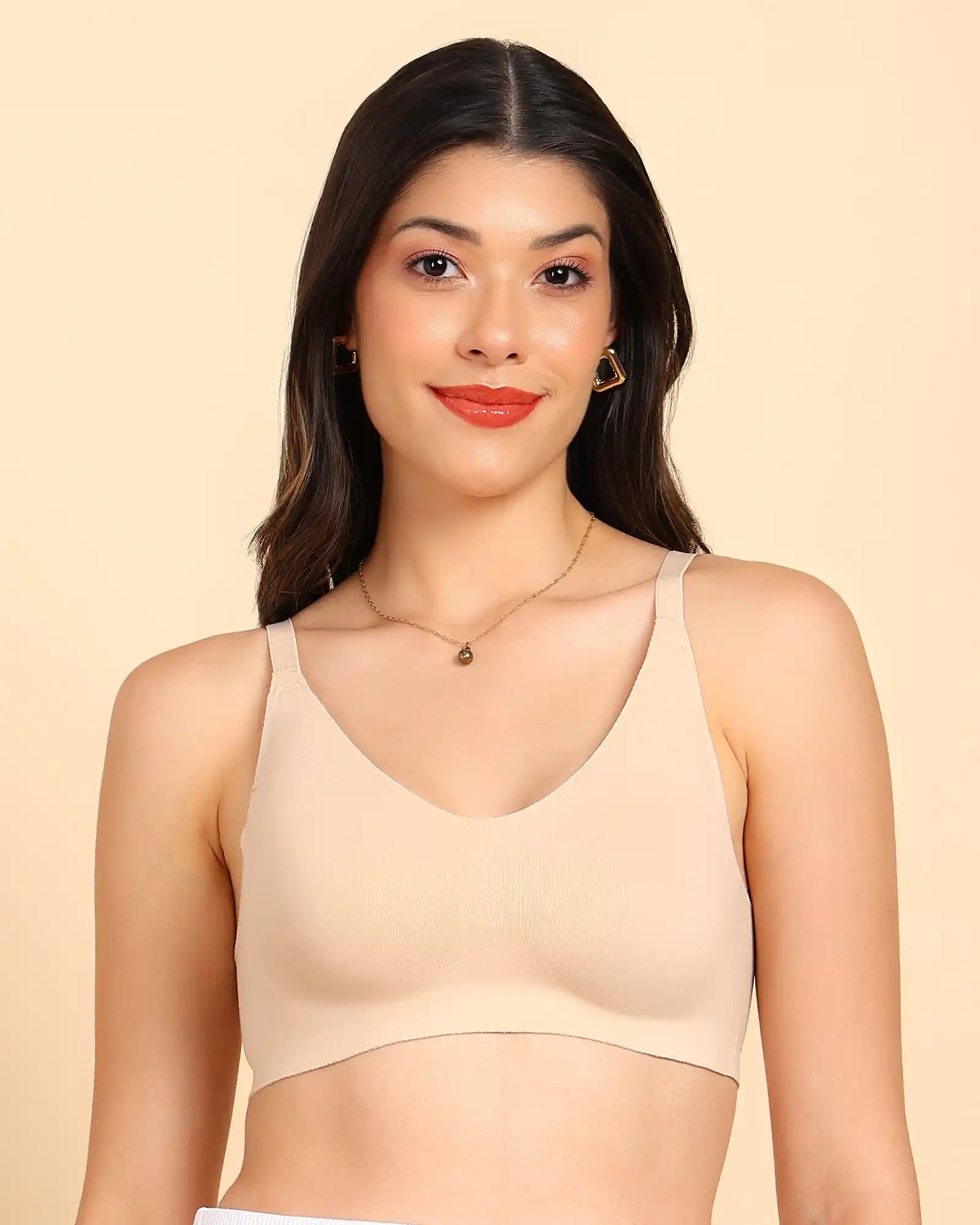 Intimist Bonded Breathable Cotton Non-Padded Full-Coverage Bra with Hidden Concealer (935-Skin)