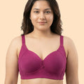 Intimist Cotton Padded Plus-Size M-Frame Minimiser Bonded Bra (9203)(Wine)