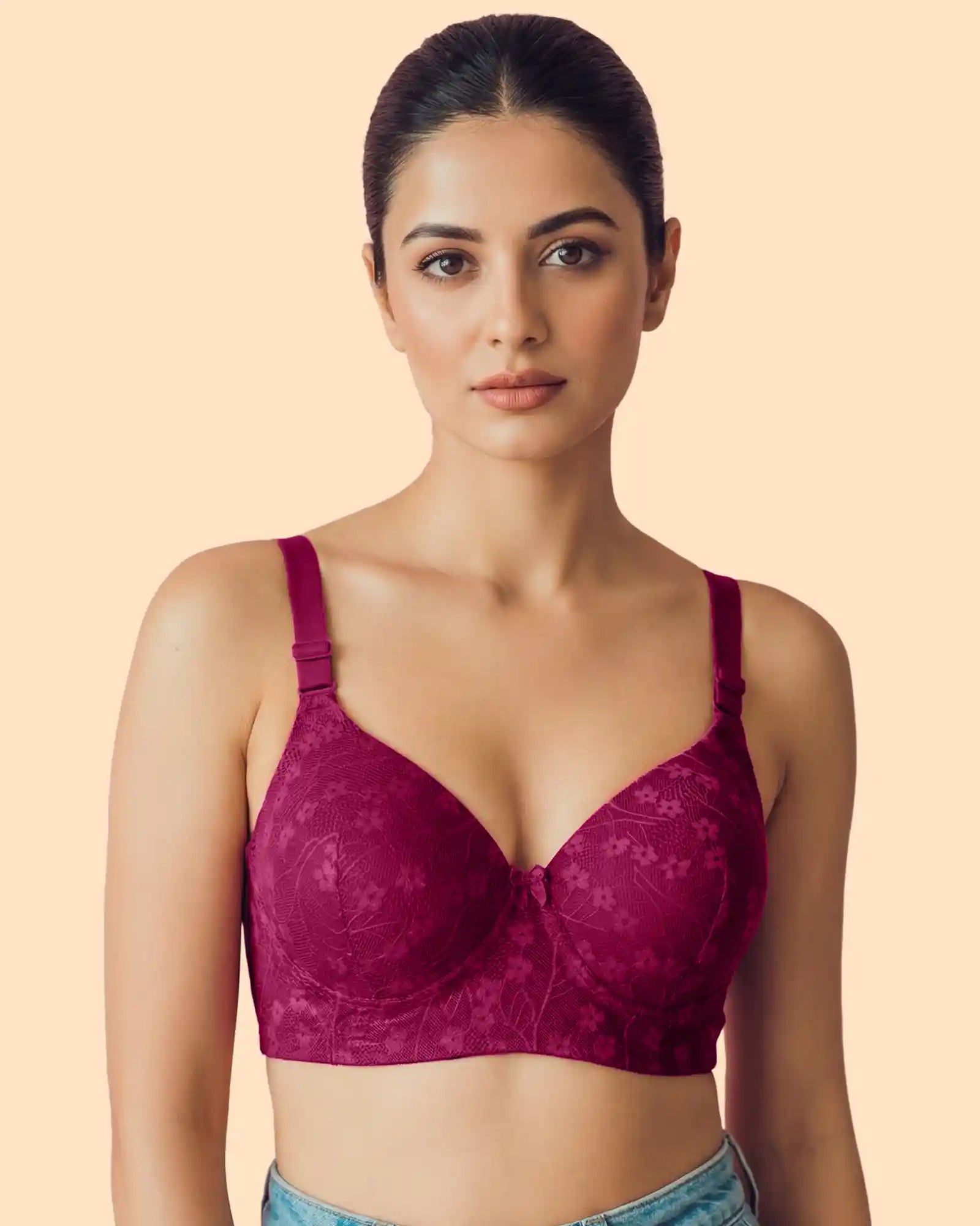 Intimist Cotton Padded Bonded Lace Bra  (58011)