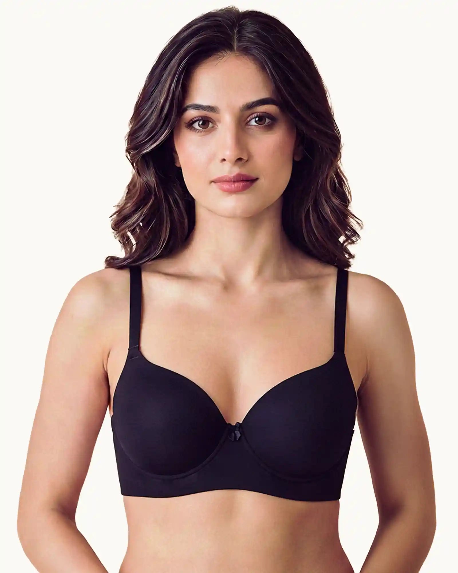 Intimist Cotton Non-wired Push-Up Bonded Bra (Level-3 Padding) with 3/4th Coverage (93510) (Black))