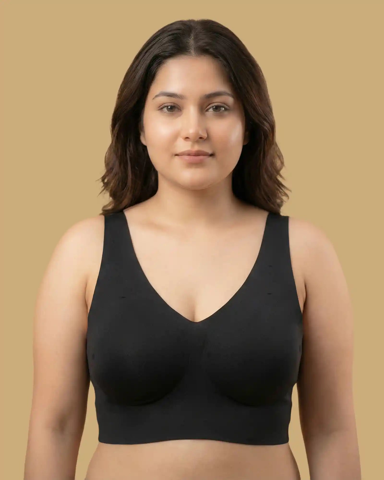 Intimist Cotton Padded Full Coverage Plus-Size Bonded Bra (918-Black)