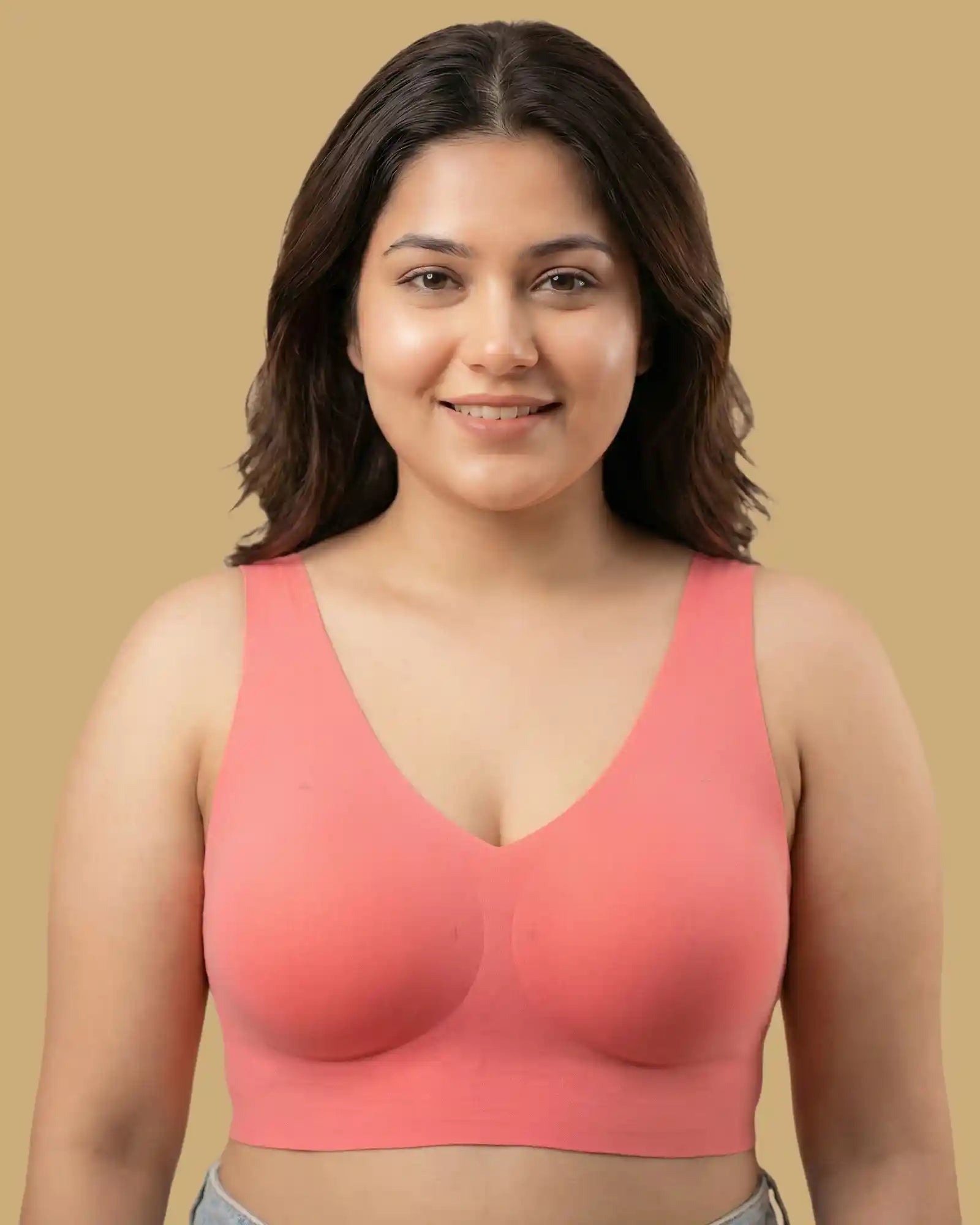 Intimist Cotton Padded Full Coverage Bonded Bra (938-Coral)