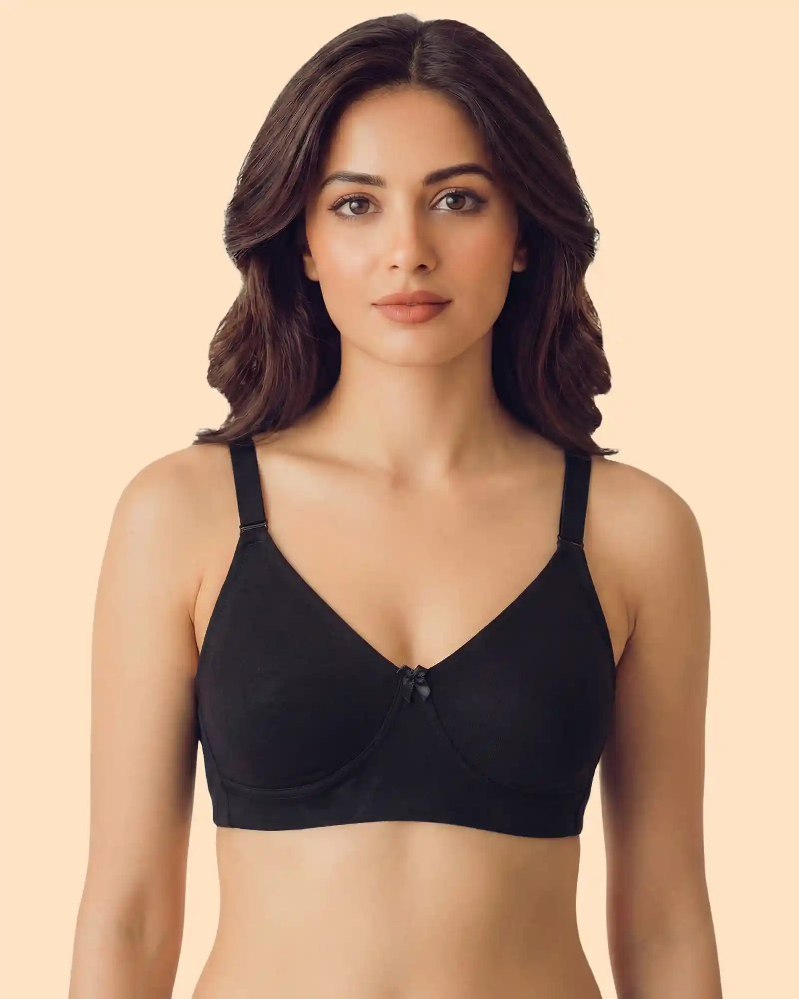 Intimist Cotton Non-Padded Everyday Plus-Size Bonded Bra (CT-94001-Black)