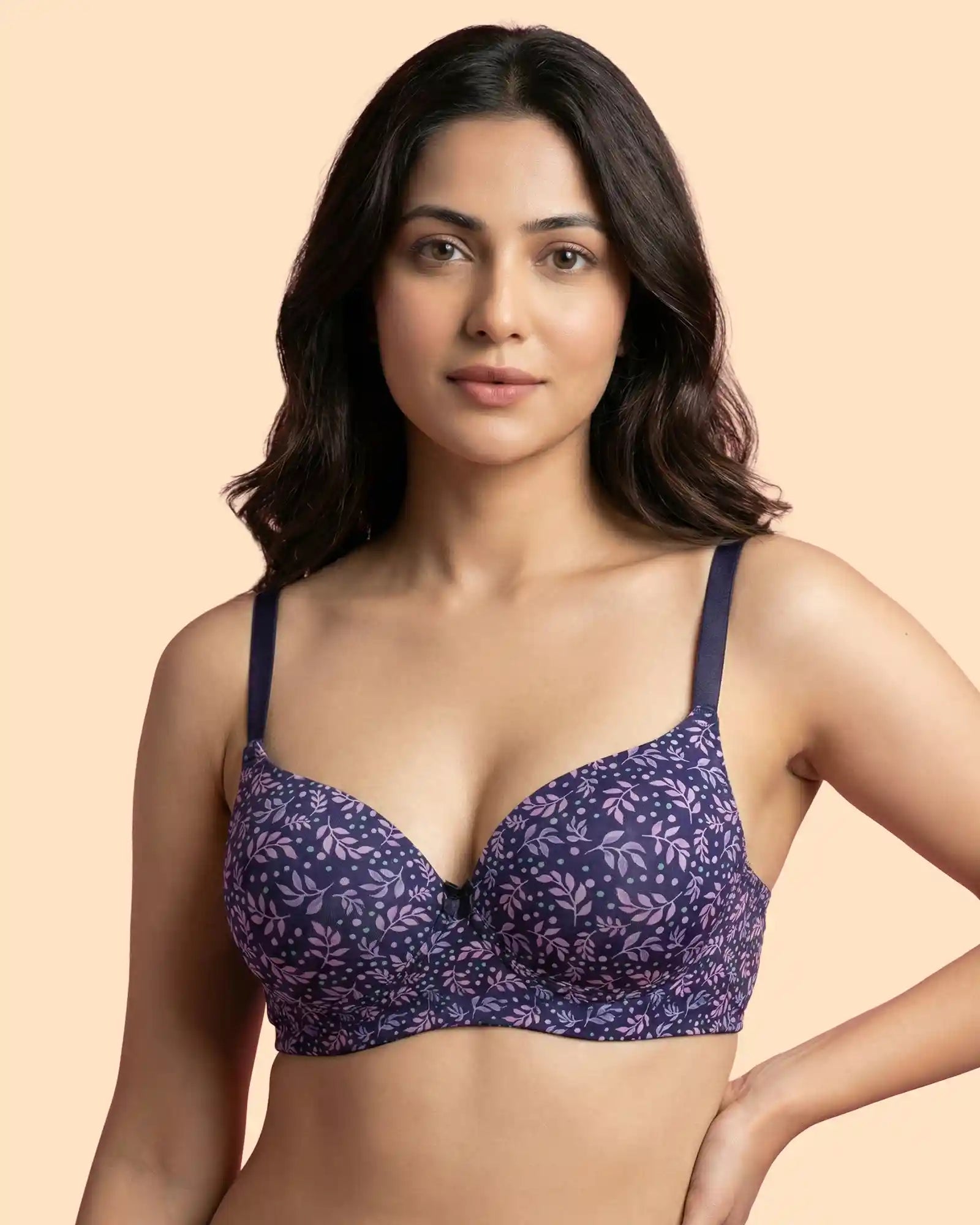 Intimist Printed Polyamide Bonded Maximiser Bra (Level-2 Padding) with 3/4th Coverage (51754)