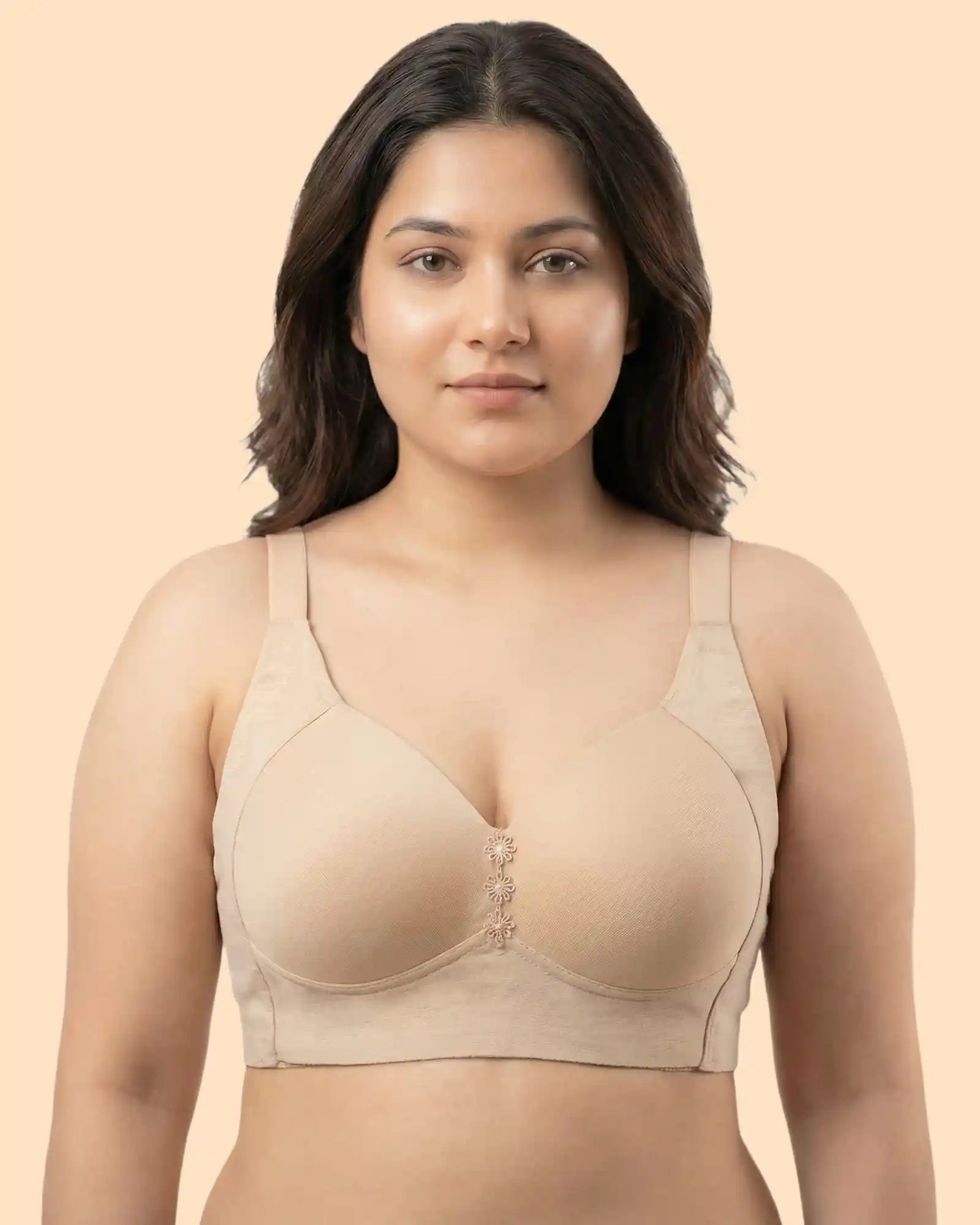 Intimist Cotton Padded Plus-Size M-Frame Minimiser Bonded Bra (9203)(Skin)