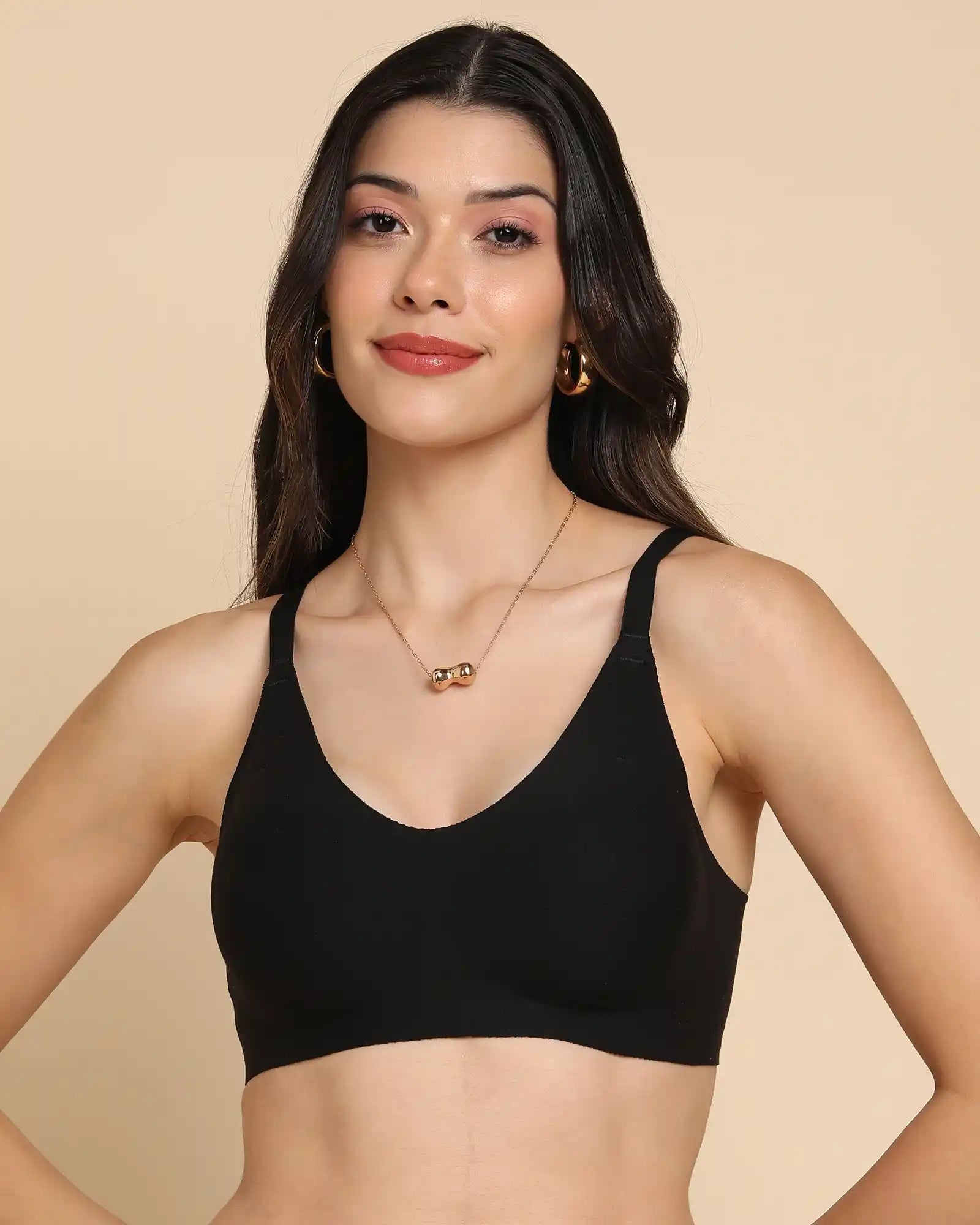 Intimist Bonded Breathable Cotton Padded Full-Coverage Bra (938-Black)