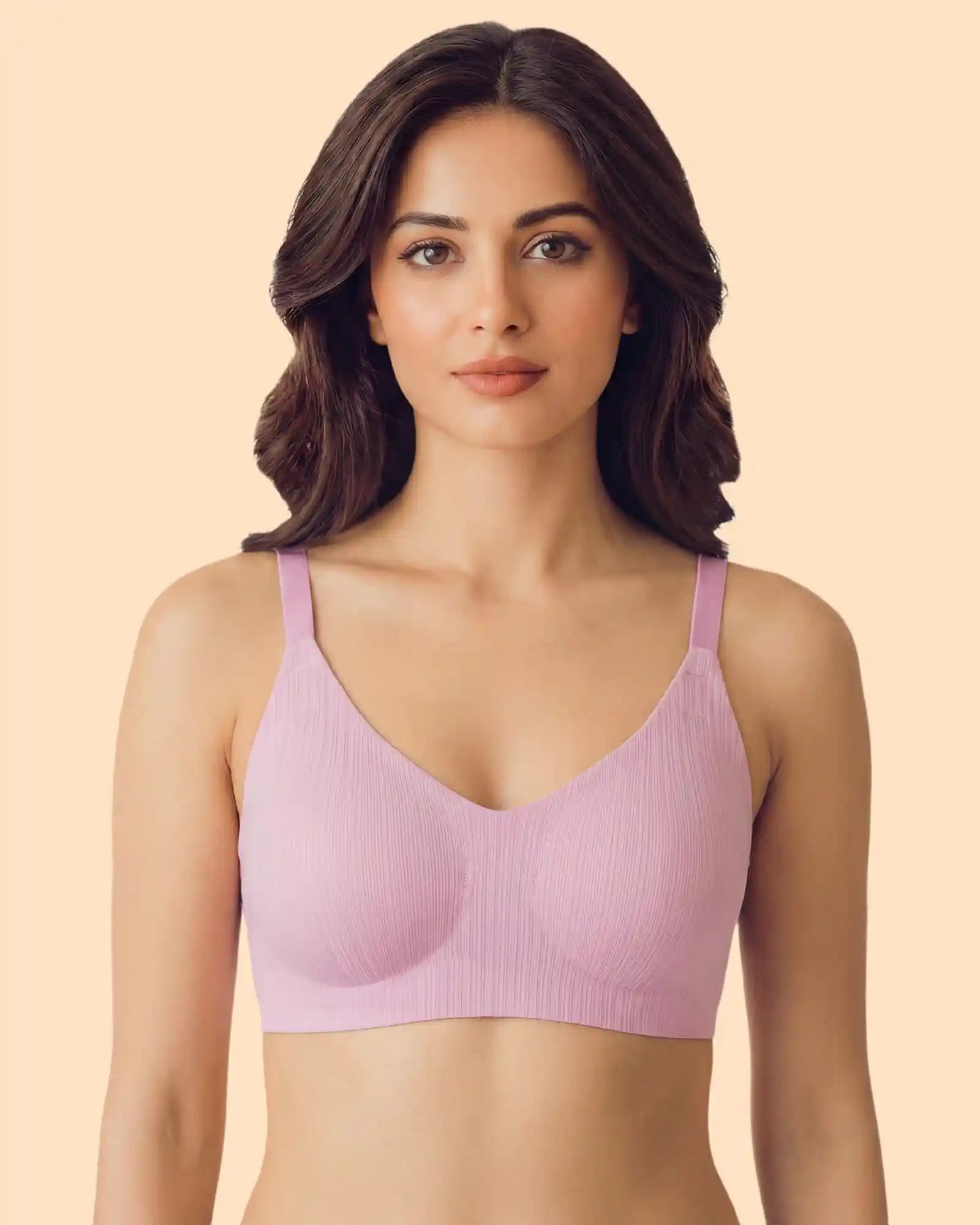 Intimist Ribbed Polyamide Padded Bonded Bra  (998)(Pink)