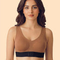 Intimist Bonded Gym Bra with Crisscross Back | Padded | Breathable Cotton (9977-FWN+BLK)