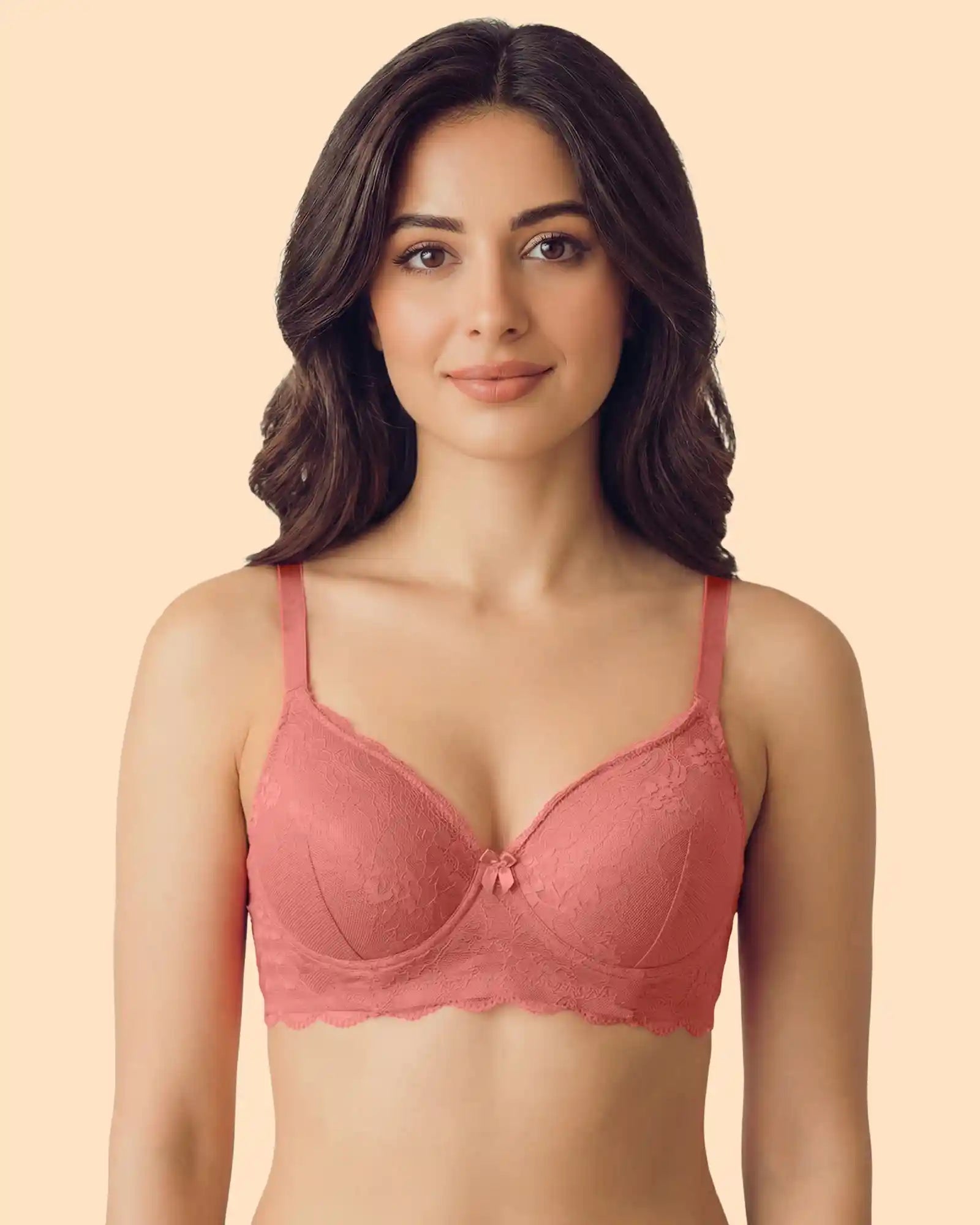 Intimist Cotton Padded Bonded Lace Bra (5803)