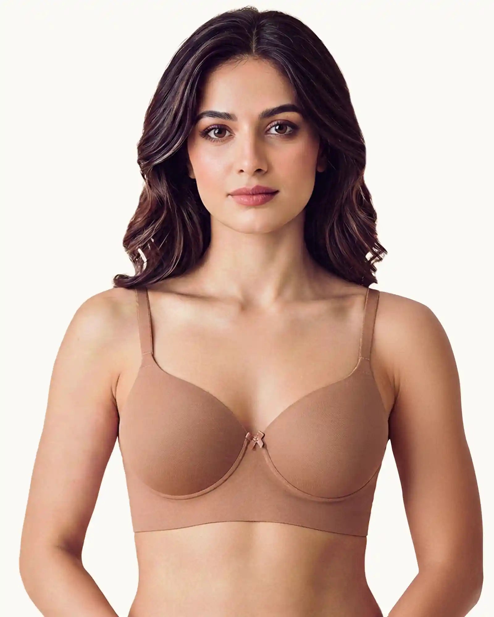 Intimist Cotton Non-wired Push-Up Bonded Bra (Level-3 Padding) with 3/4th Coverage (93510) (Fawn)