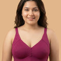 Intimist Cotton Non-Padded Plus-Size Minimiser M-Frame Bonded Bra (9303)(Wine)