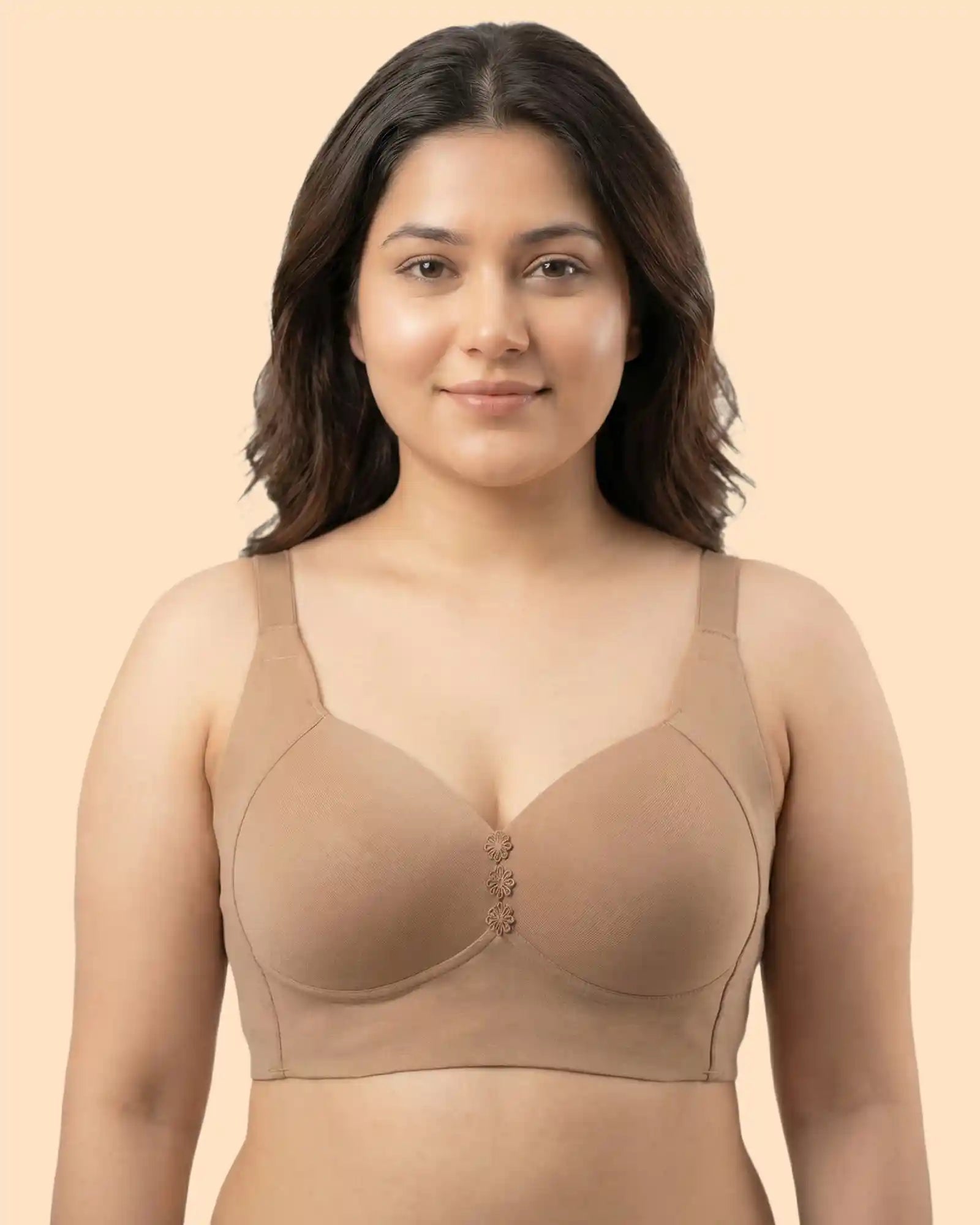Intimist Cotton Padded Plus-Size M-Frame Minimiser Bonded Bra (9203)(Fawn)