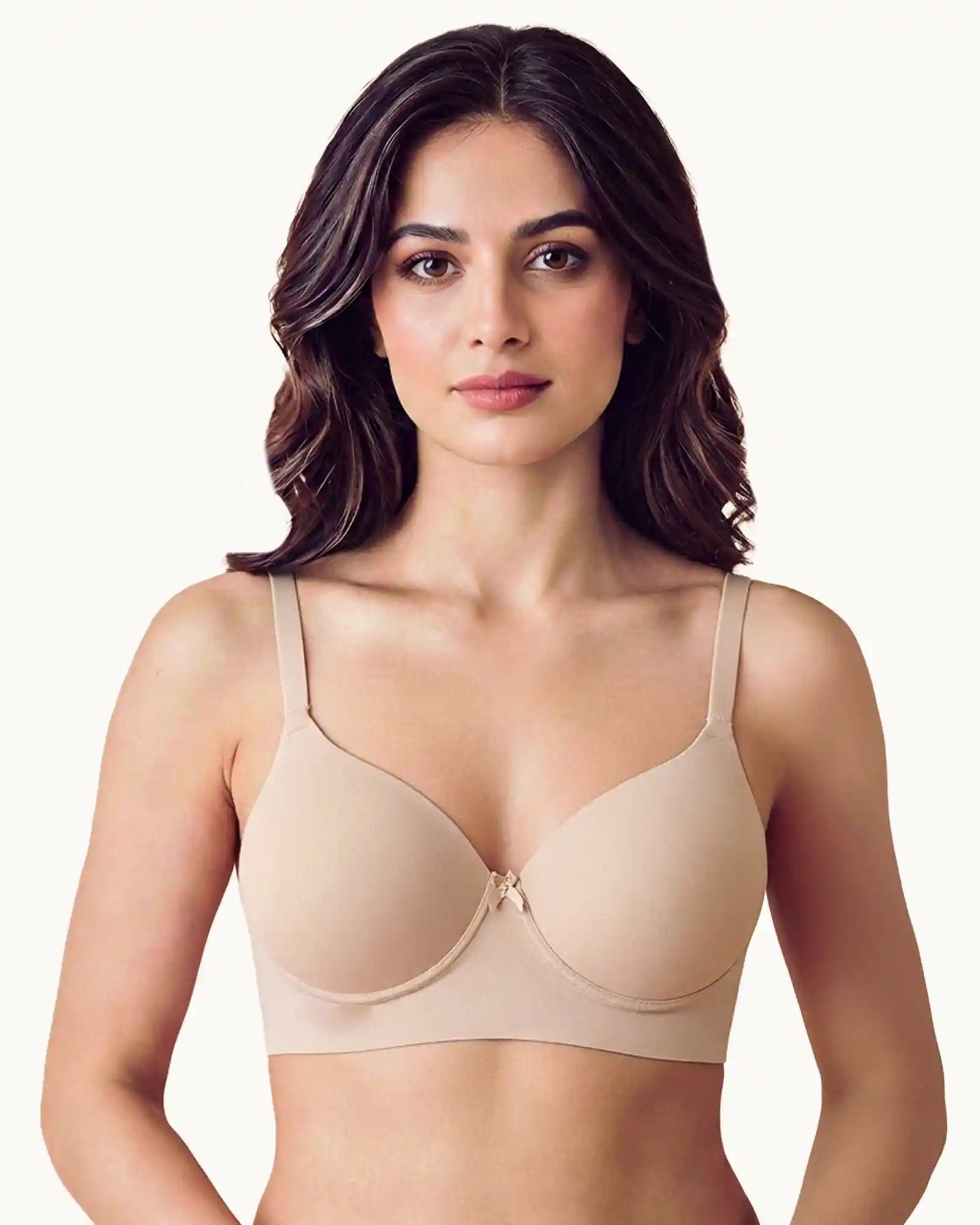 Intimist Cotton Non-wired Push-Up Bonded Bra (Level-3 Padding) with 3/4th Coverage (93510) (Skin)