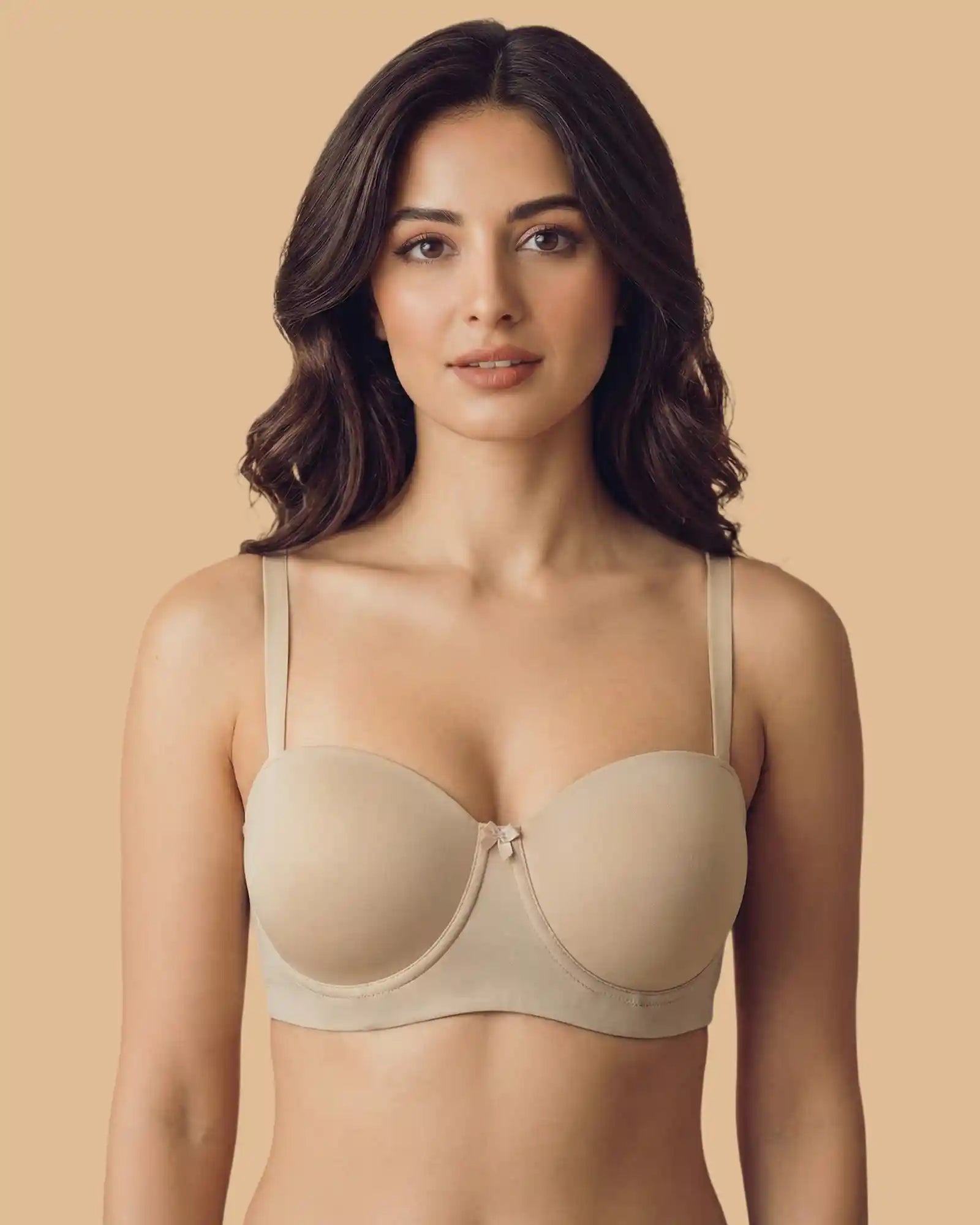 Intimist Bonded Demi-Cup Padded Cotton Spandex Bra (91012) (Skin)