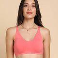 Intimist Bonded Breathable Cotton Non-Padded Full-Coverage Bra with Hidden Concealer (935-Coral)