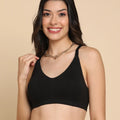 Intimist Bonded Breathable Cotton Non-Padded Full-Coverage Bra with Hidden Concealer (935-Black)
