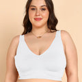 Intimist Bonded Breathable Cotton Plus-Size Full-Coverage Bra with Hidden Concealer (915-White)