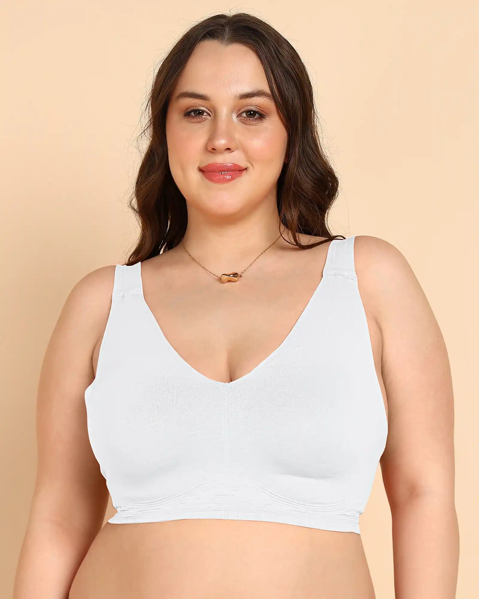 Intimist Bonded Breathable Cotton Plus-Size Full-Coverage Bra with Hidden Concealer (915-White)