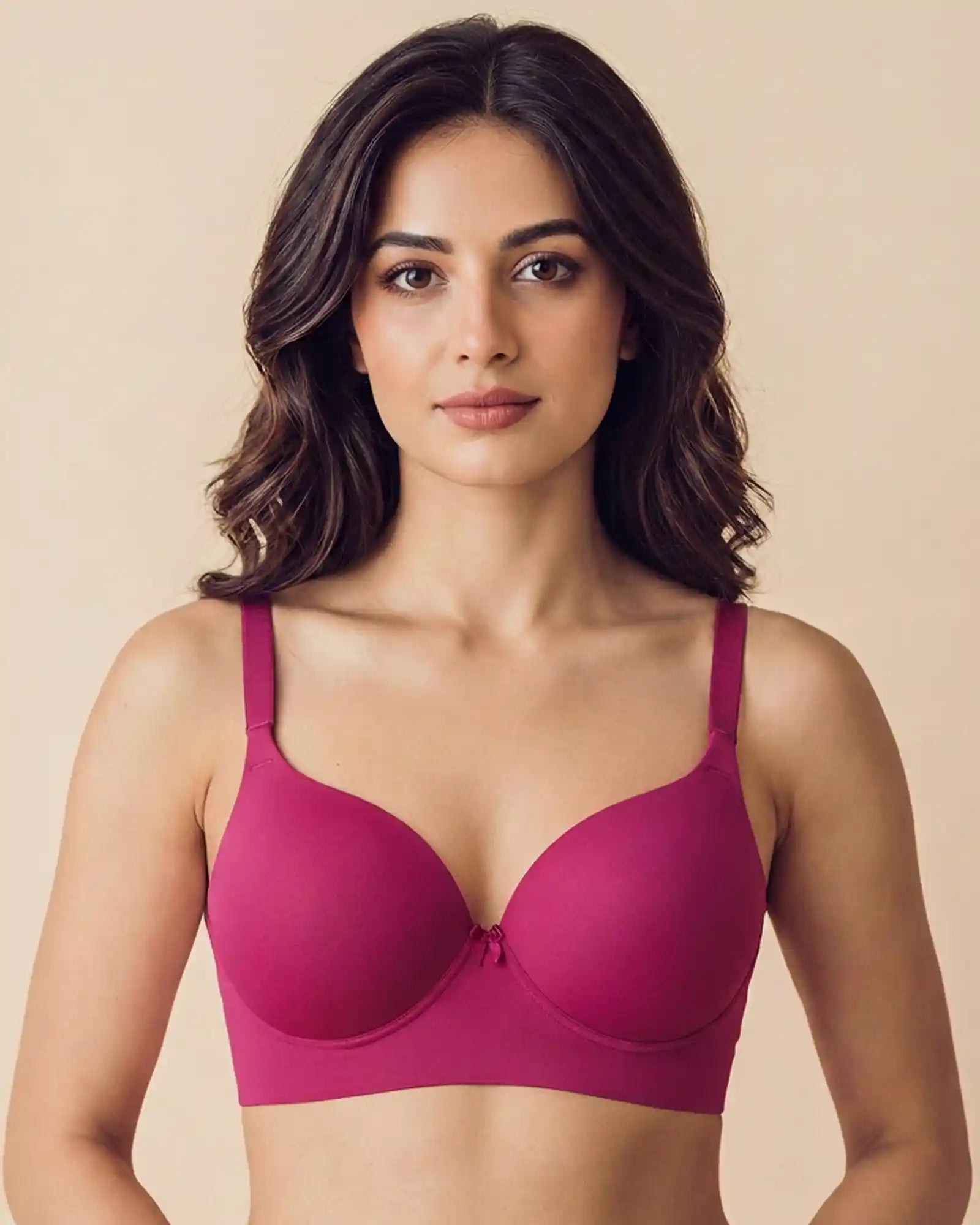 Intimist Cotton Non-wired Maximiser Push-Up Bonded Bra (Level-2 Padding) with 3/4th Coverage (97015) (Wine)
