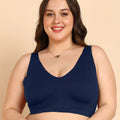 Intimist Bonded Breathable Cotton Plus-Size Full-Coverage Bra with Hidden Concealer (915-Navy)