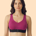 Intimist Bonded Gym Bra with Crisscross Back | Padded | Breathable Cotton (9977-WIN+BLK)
