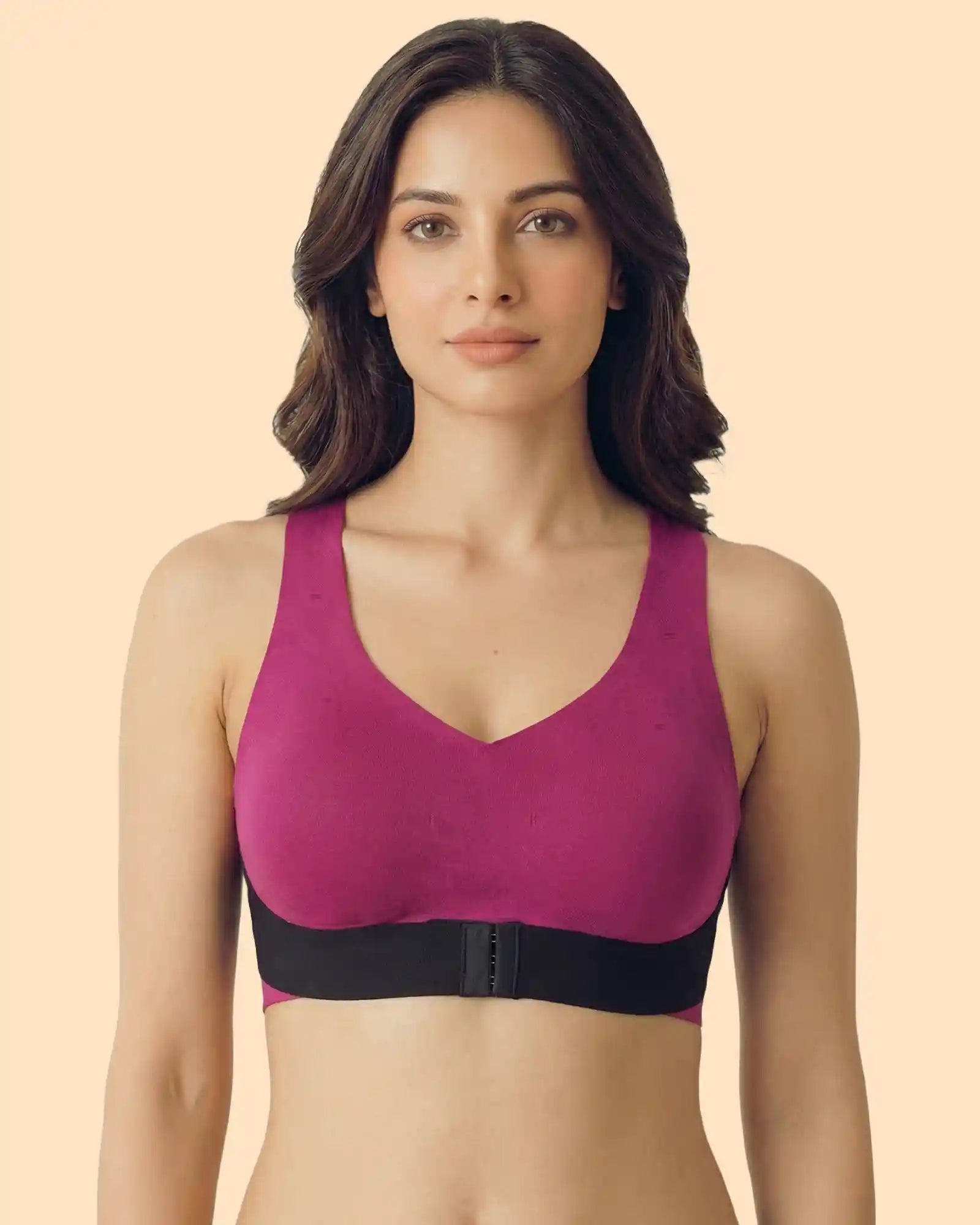 Intimist Bonded Gym Bra with Crisscross Back | Padded | Breathable Cotton (9977-WIN+BLK)