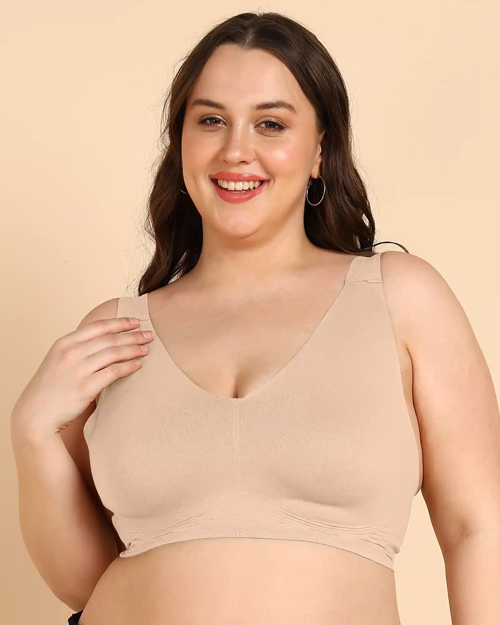Intimist Bonded Breathable Cotton Plus-Size Full-Coverage Bra with Hidden Concealer (915-Skin)