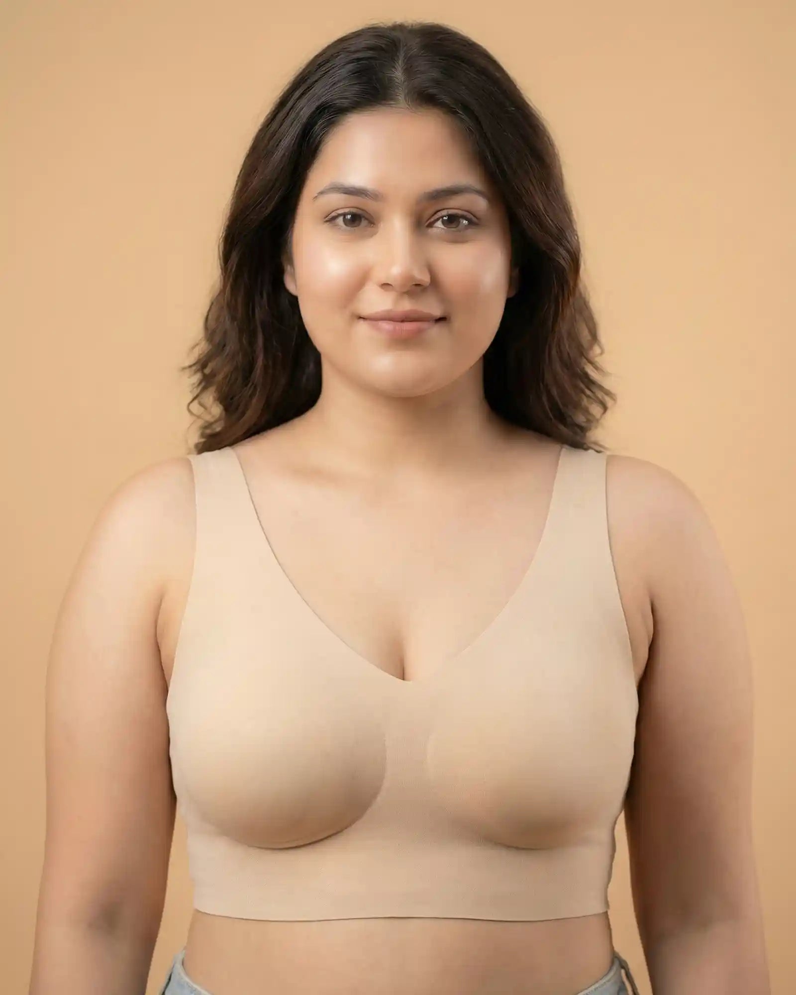 Intimist Cotton Non-Padded Plus-Size Bonded Bra with Hidden Concealer (915-Skin)