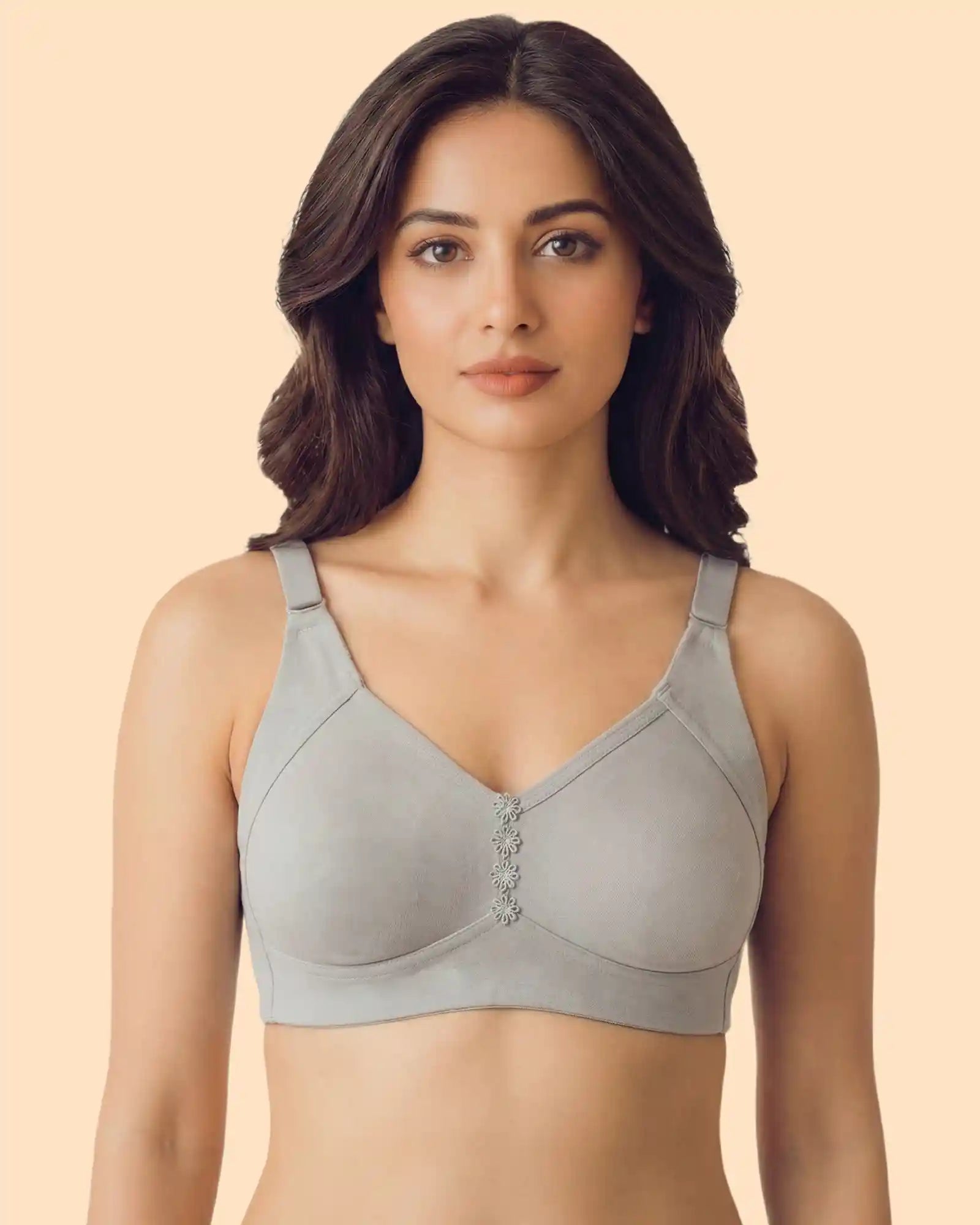 Intimist Cotton Non-Padded Everyday Bonded Minimiser Bra (CT-94005-Grey)