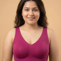 Intimist Cotton Non-Padded Plus-Size Bonded Bra with Hidden Concealer (915-Wine)