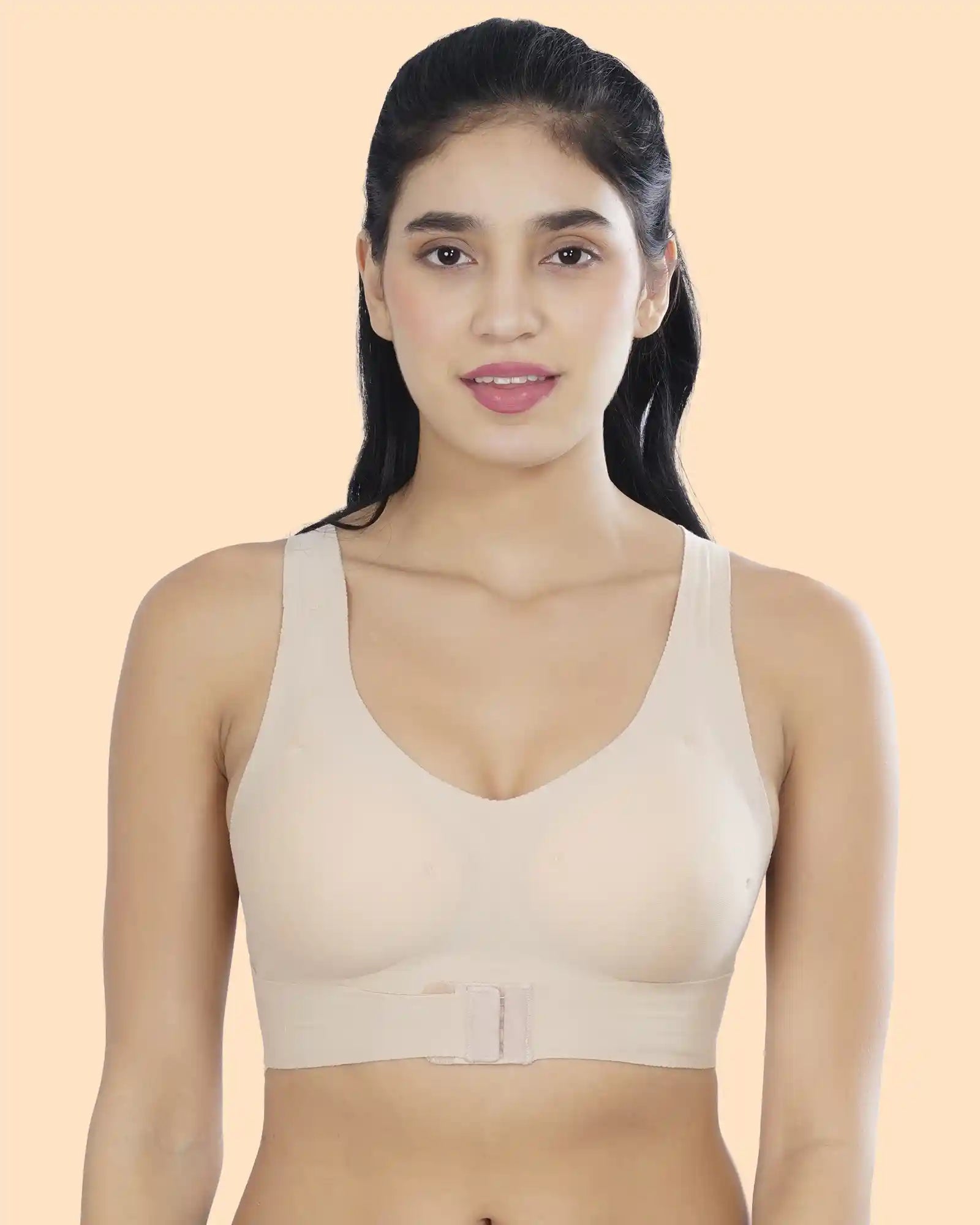 Intimist Bonded Gym Bra with Crisscross Back | Padded | Soft Polyamide (987-SKIN)