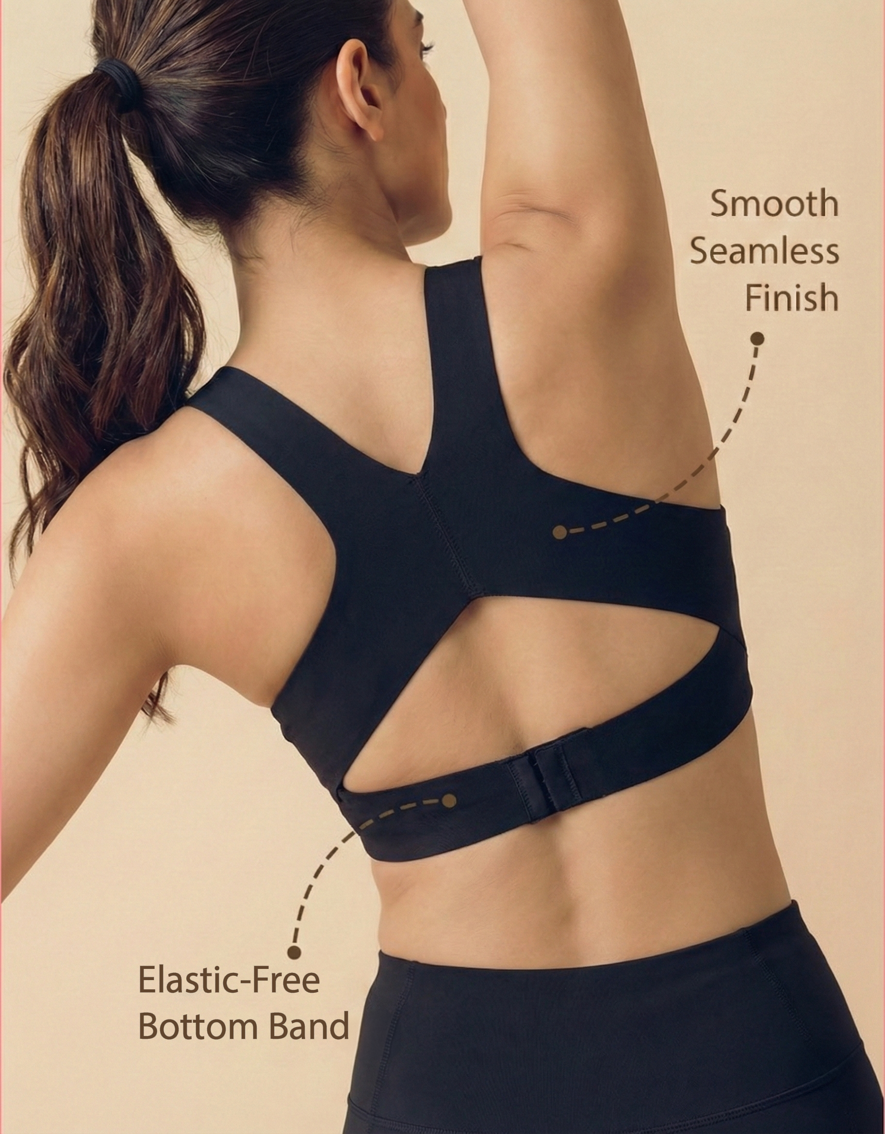 Intimist Bonded Gym Bra with Crisscross Back | Padded | Breathable Cotton (997)(Black)