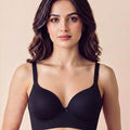 Intimist Cotton Non-wired Maximiser Push-Up Bonded Bra (Level-2 Padding) with 3/4th Coverage (97015) (Black)