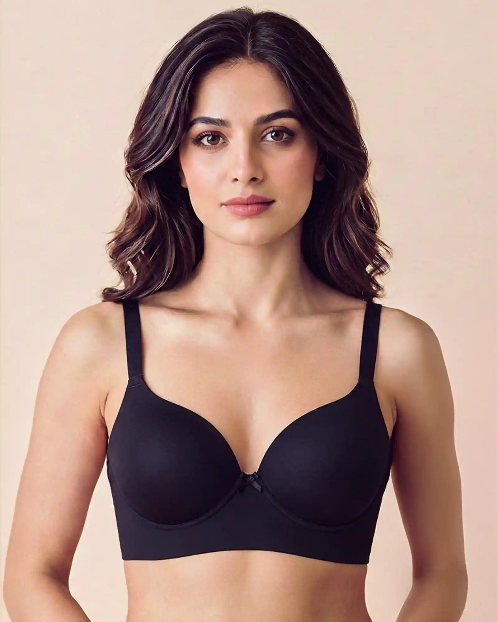Intimist Cotton Non-wired Maximiser Push-Up Bonded Bra (Level-2 Padding) with 3/4th Coverage (97015) (Black)