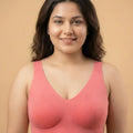 Intimist Cotton Non-Padded Plus-Size Bonded Bra with Hidden Concealer (915-Coral)
