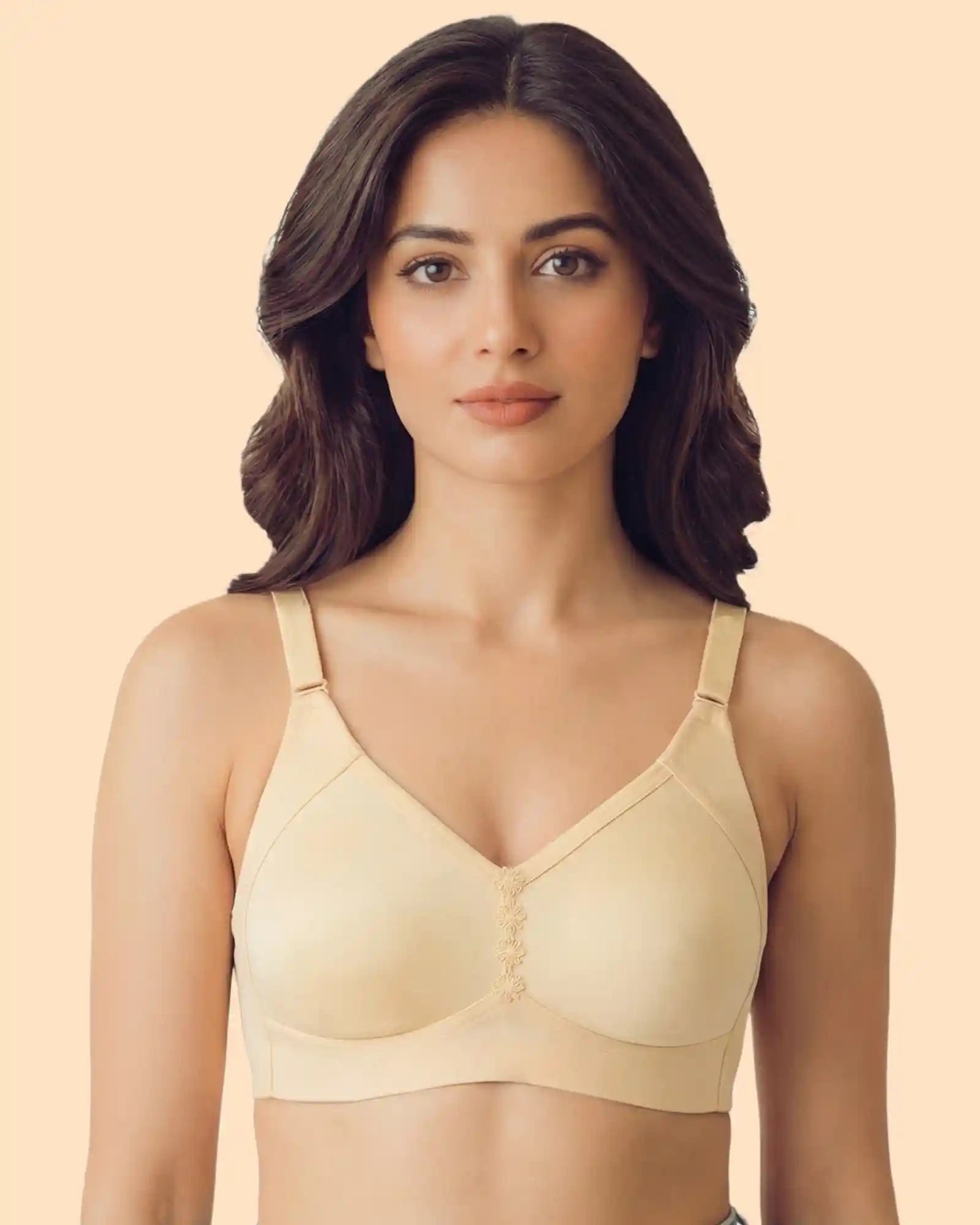Intimist Cotton Non-Padded Everyday Bonded Minimiser Bra (CT-94005-Beige)